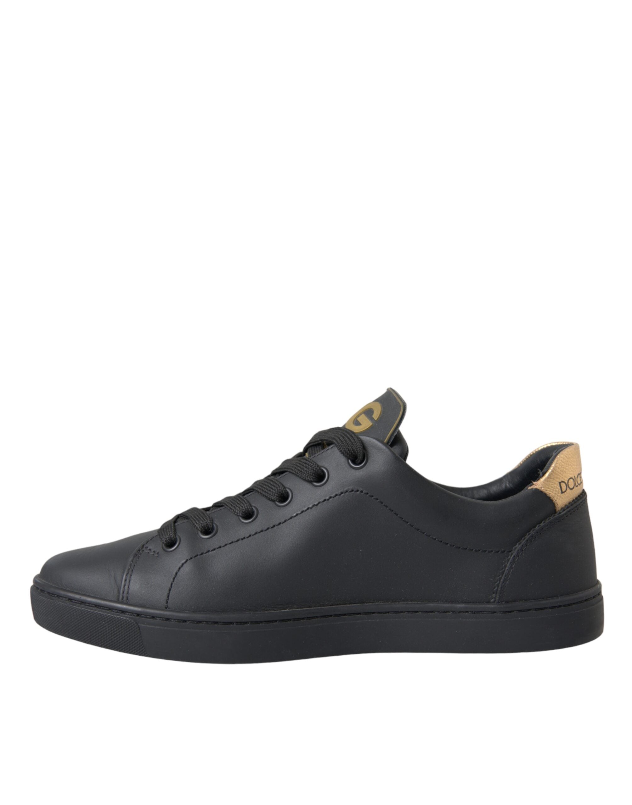 Dolce & Gabbana Black Leather Heart Embellished Sneakers