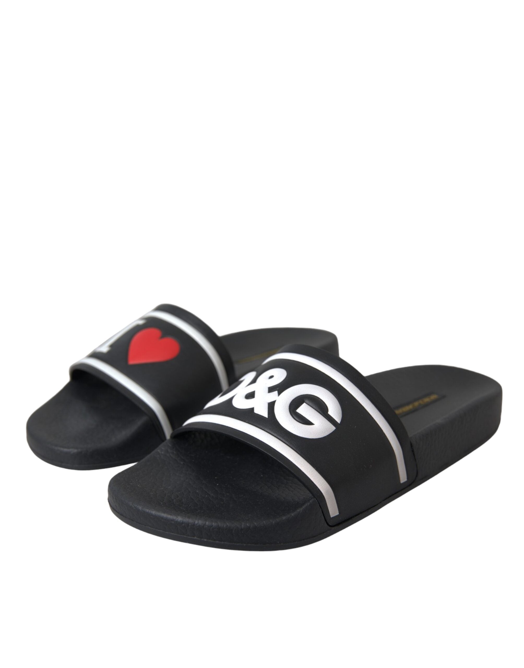 Dolce & Gabbana Черни кожени I Love D&G Sandals Slides Shoes