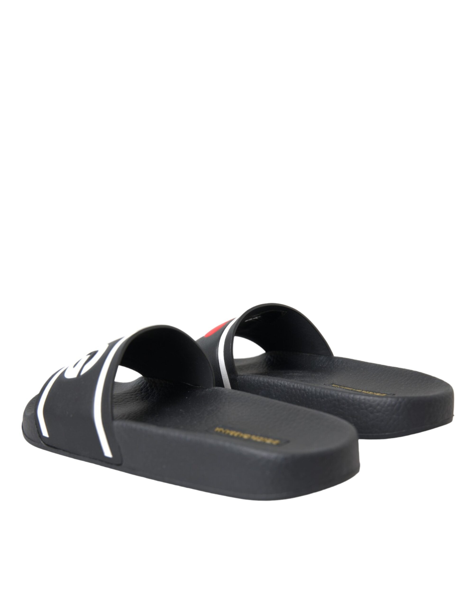 Dolce & Gabbana Черни кожени I Love D&G Sandals Slides Shoes