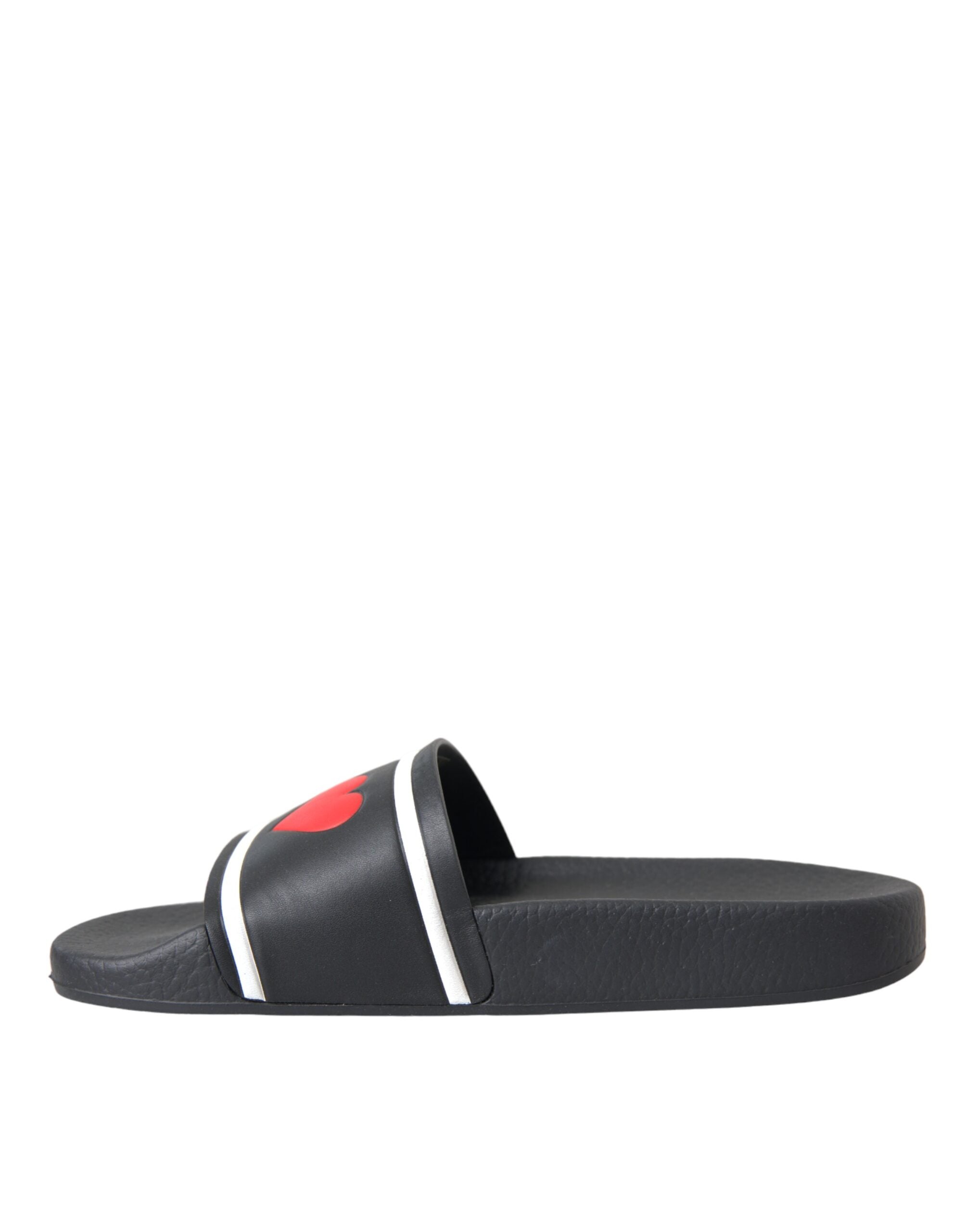 Dolce & Gabbana Черни кожени I Love D&G Sandals Slides Shoes