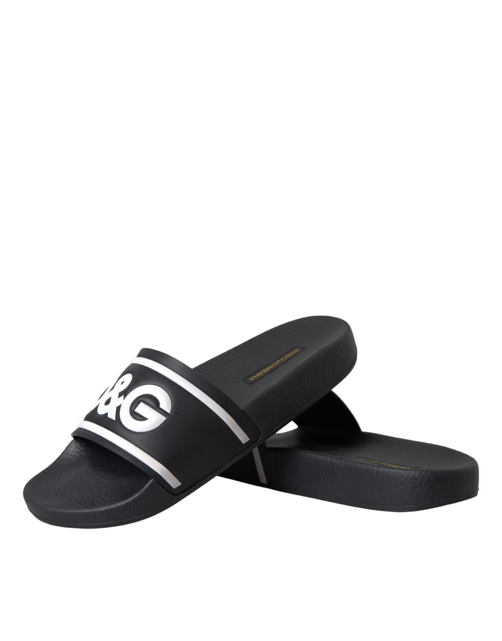 Dolce & Gabbana Черни кожени I Love D&G Sandals Slides Shoes