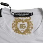 Бяла памучна тениска с кръгло деколте и къс ръкав Dolce & Gabbana