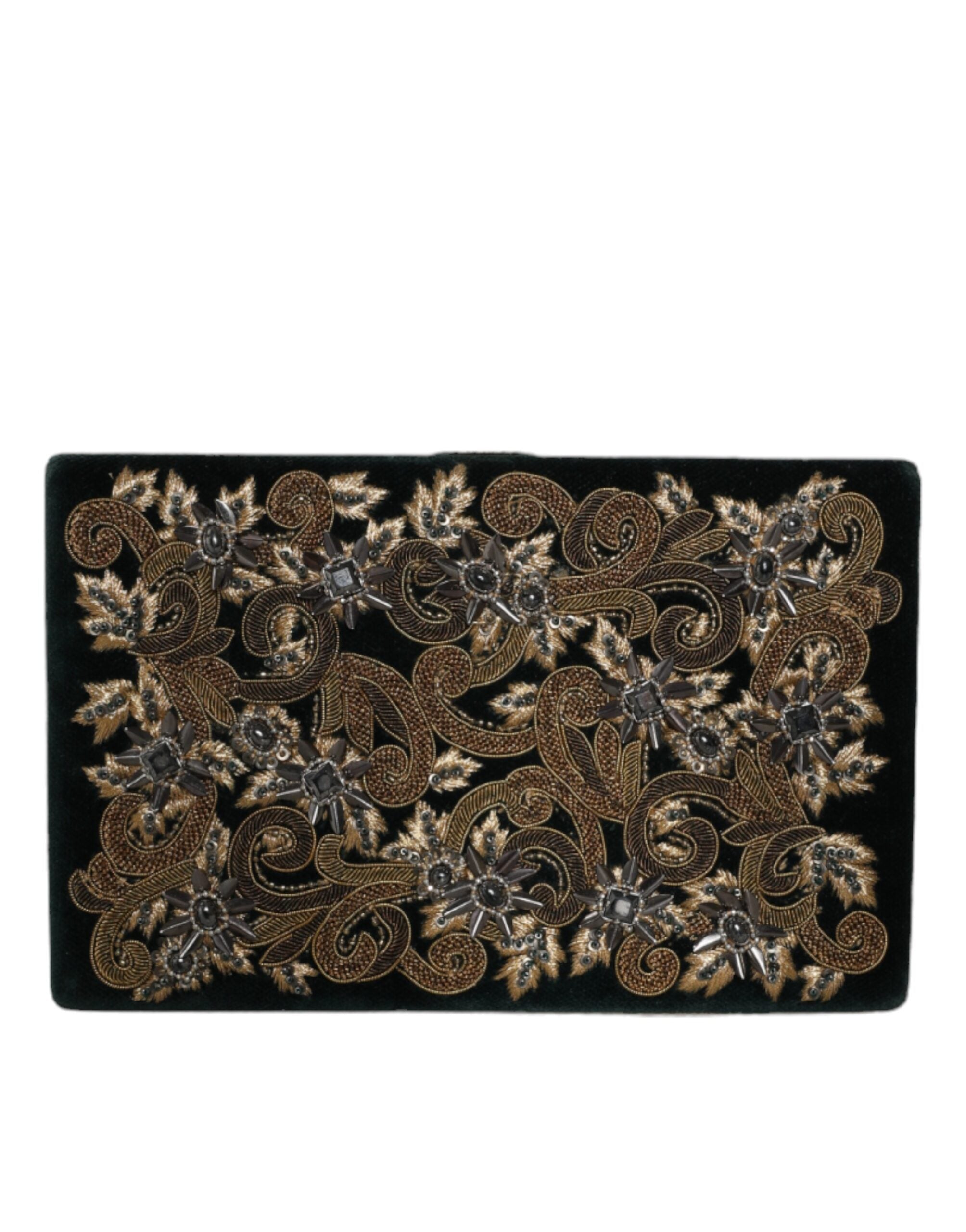 Dolce & Gabbana Black Velvet Gold Frame Clutch Вечерна чанта за парти