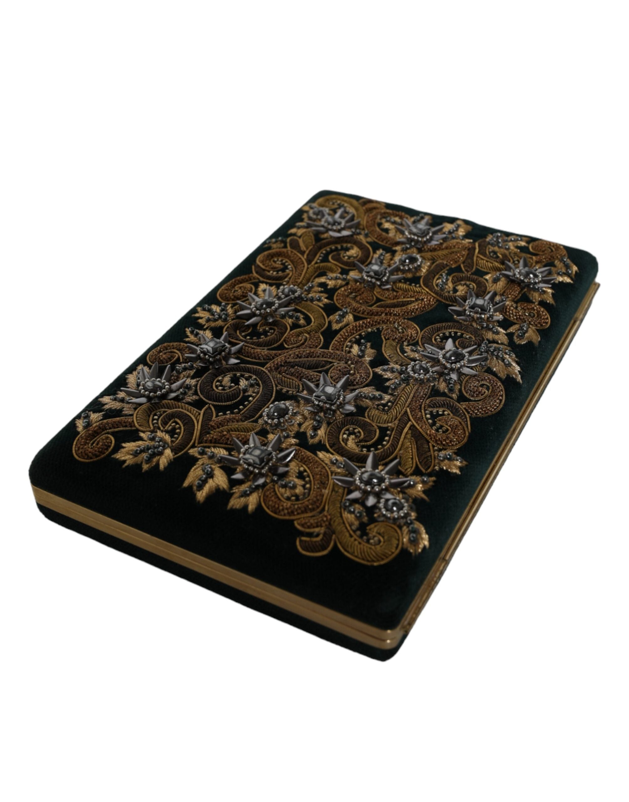 Dolce & Gabbana Black Velvet Gold Frame Clutch Вечерна чанта за парти