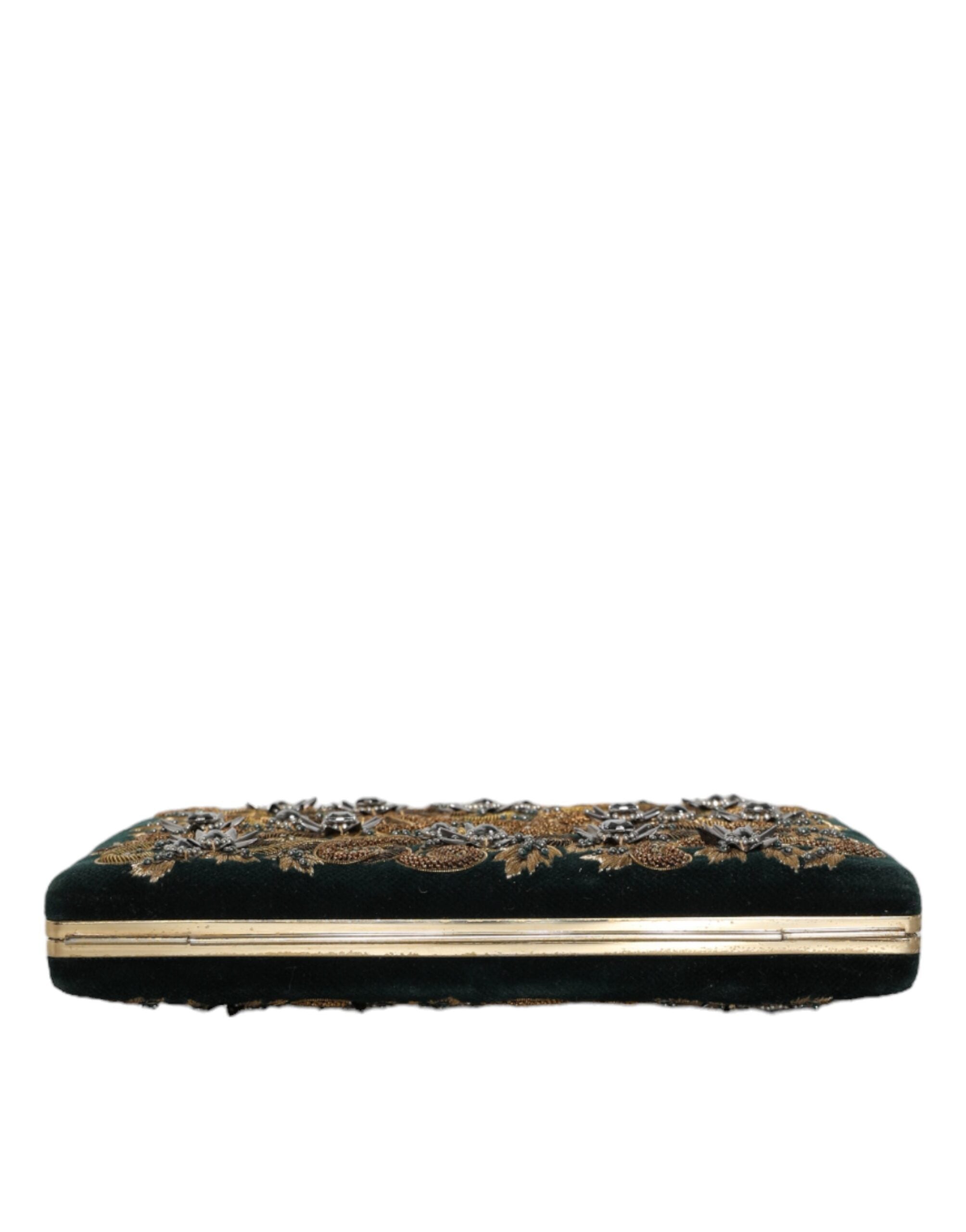 Dolce & Gabbana Black Velvet Gold Frame Clutch Вечерна чанта за парти