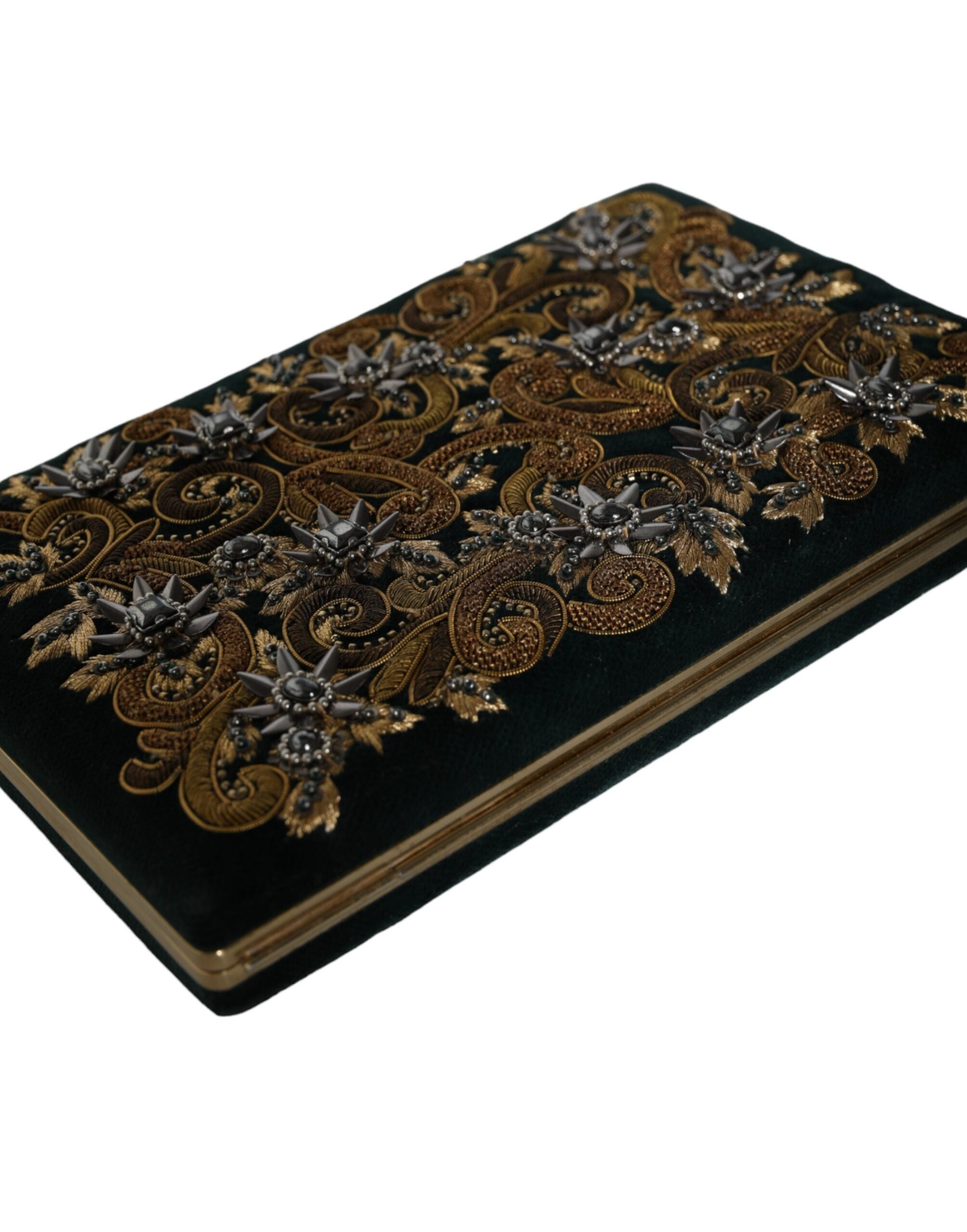 Dolce & Gabbana Black Velvet Gold Frame Clutch Вечерна чанта за парти