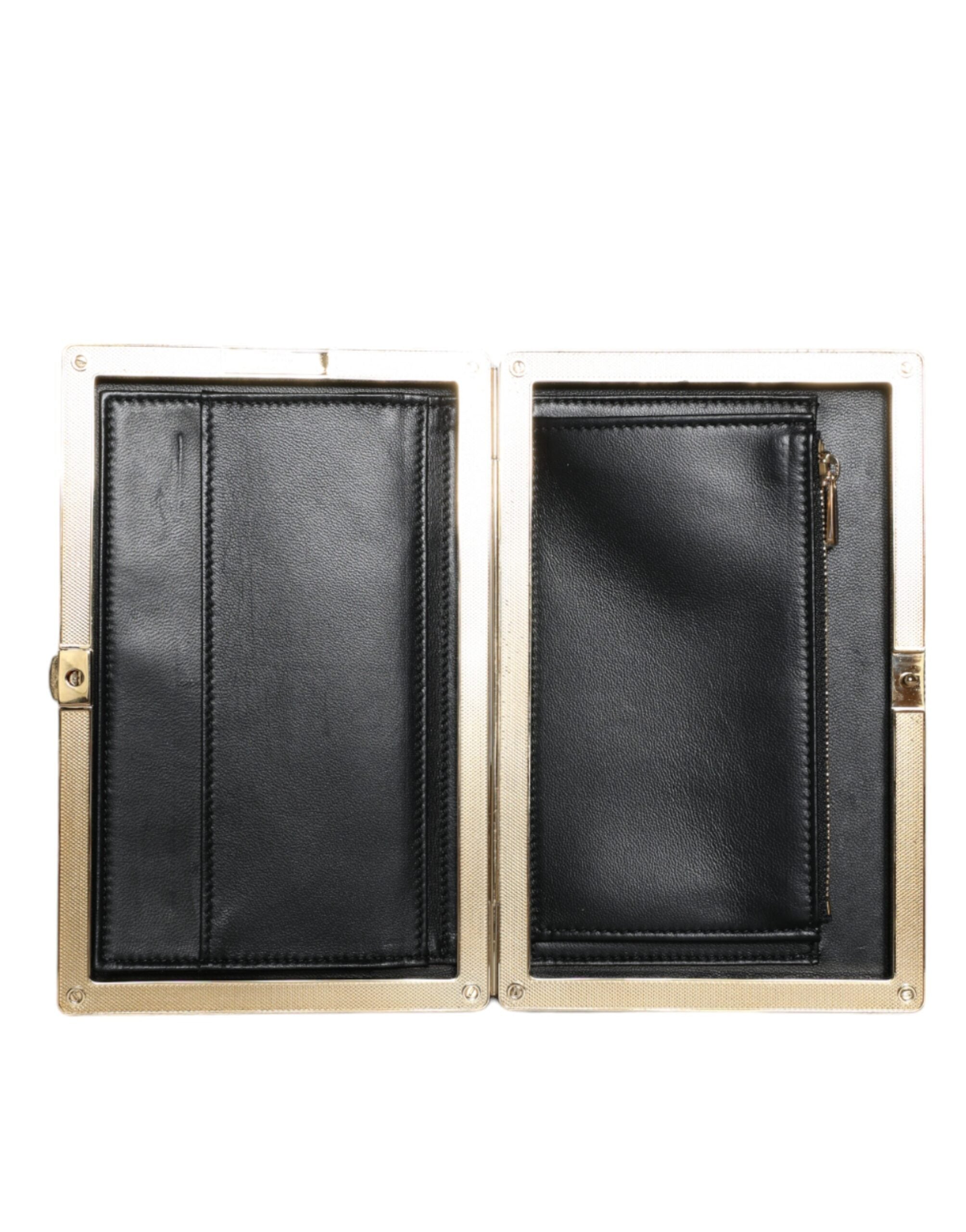 Dolce & Gabbana Black Velvet Gold Frame Clutch Вечерна чанта за парти