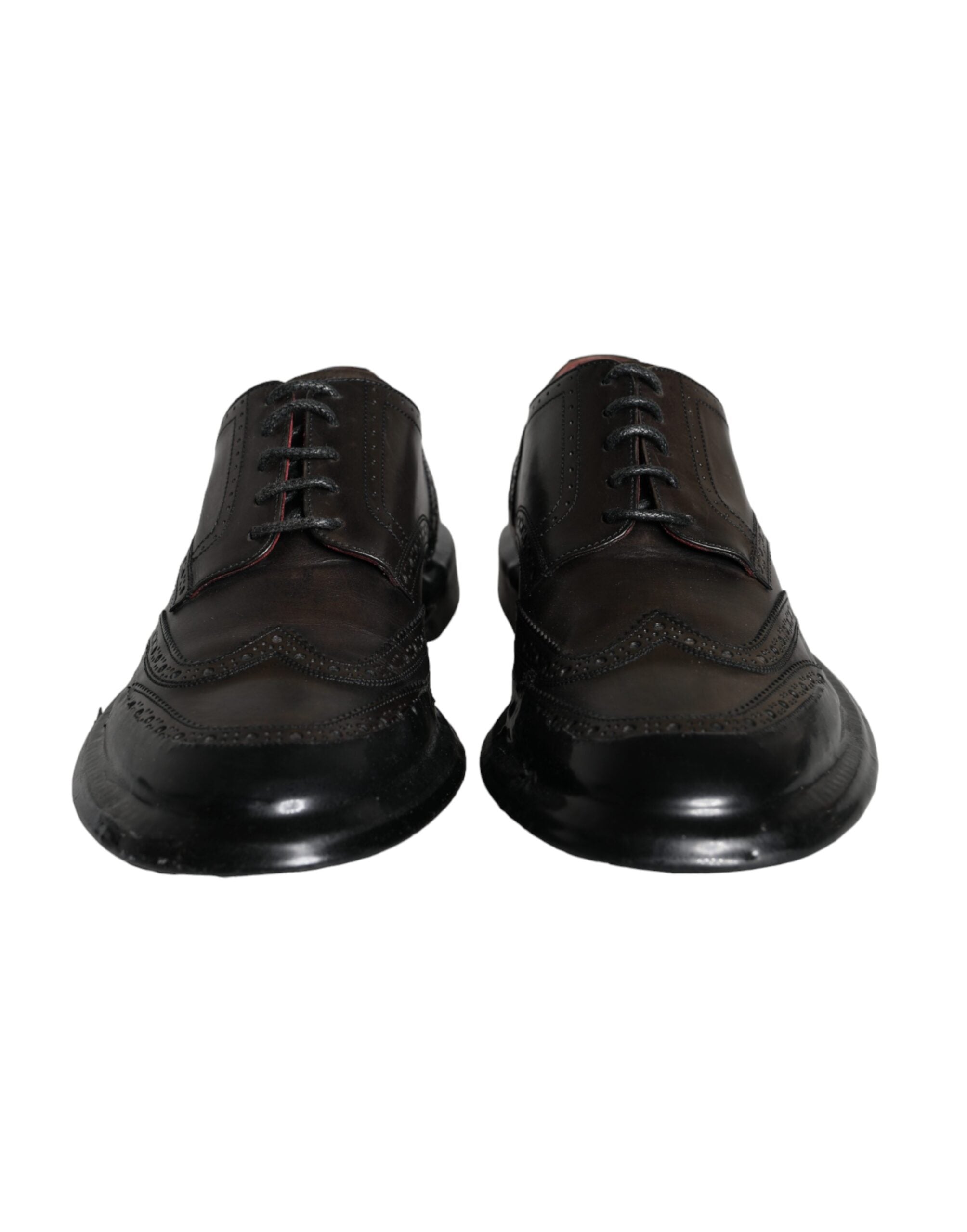 Dolce & Gabbana Черни кожени официални мъжки обувки Oxford Wingtip
