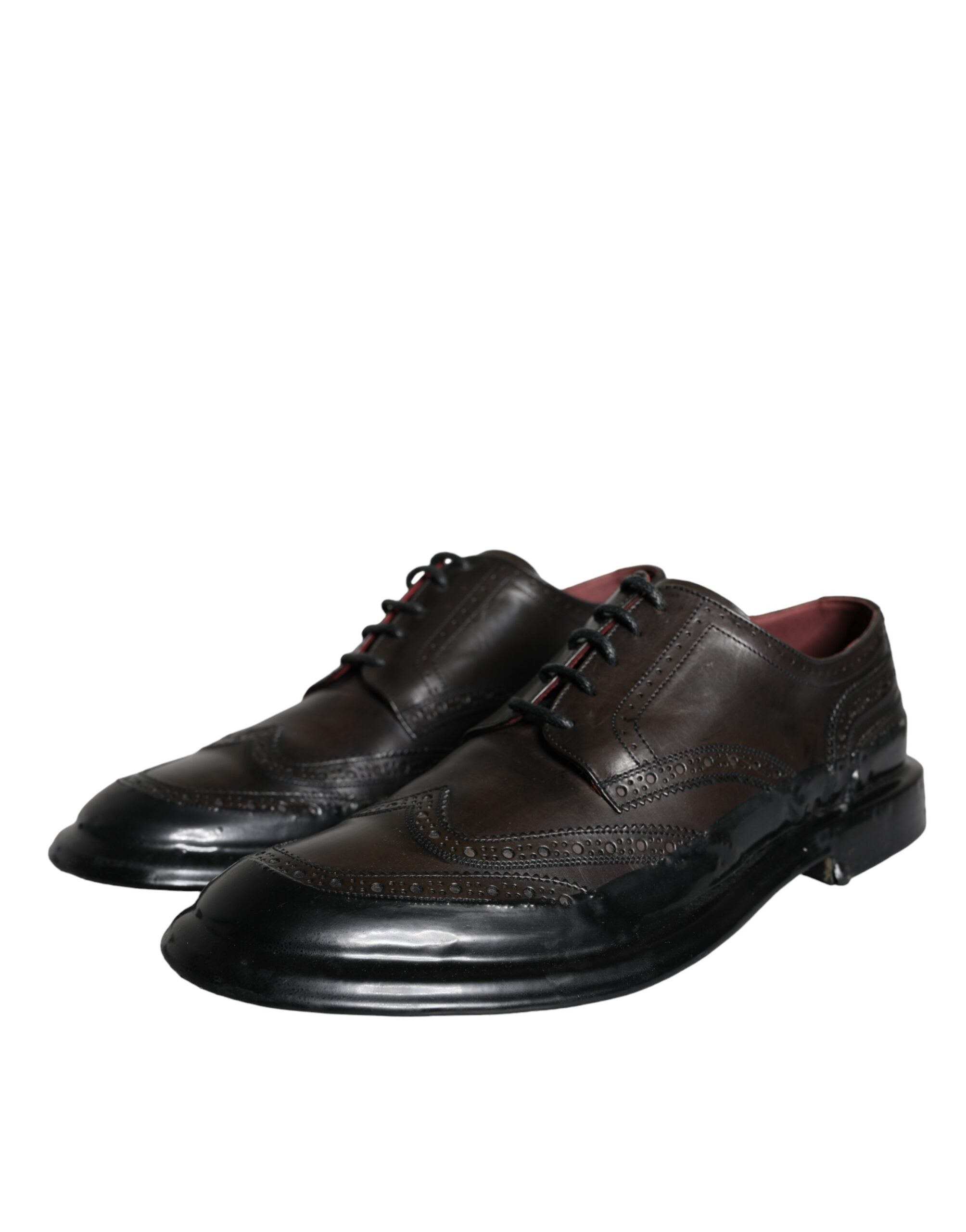 Dolce & Gabbana Черни кожени официални мъжки обувки Oxford Wingtip