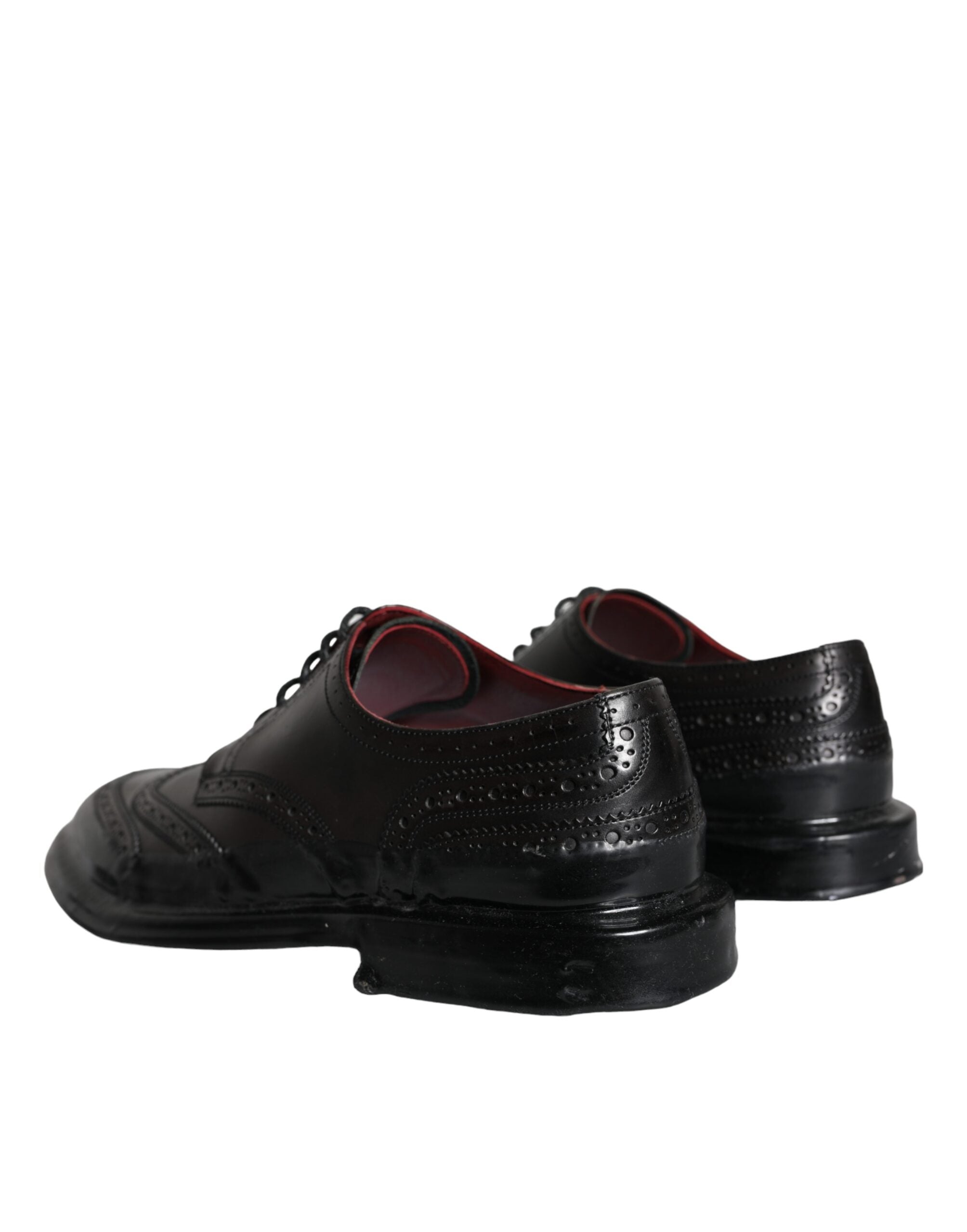 Dolce & Gabbana Черни кожени официални мъжки обувки Oxford Wingtip