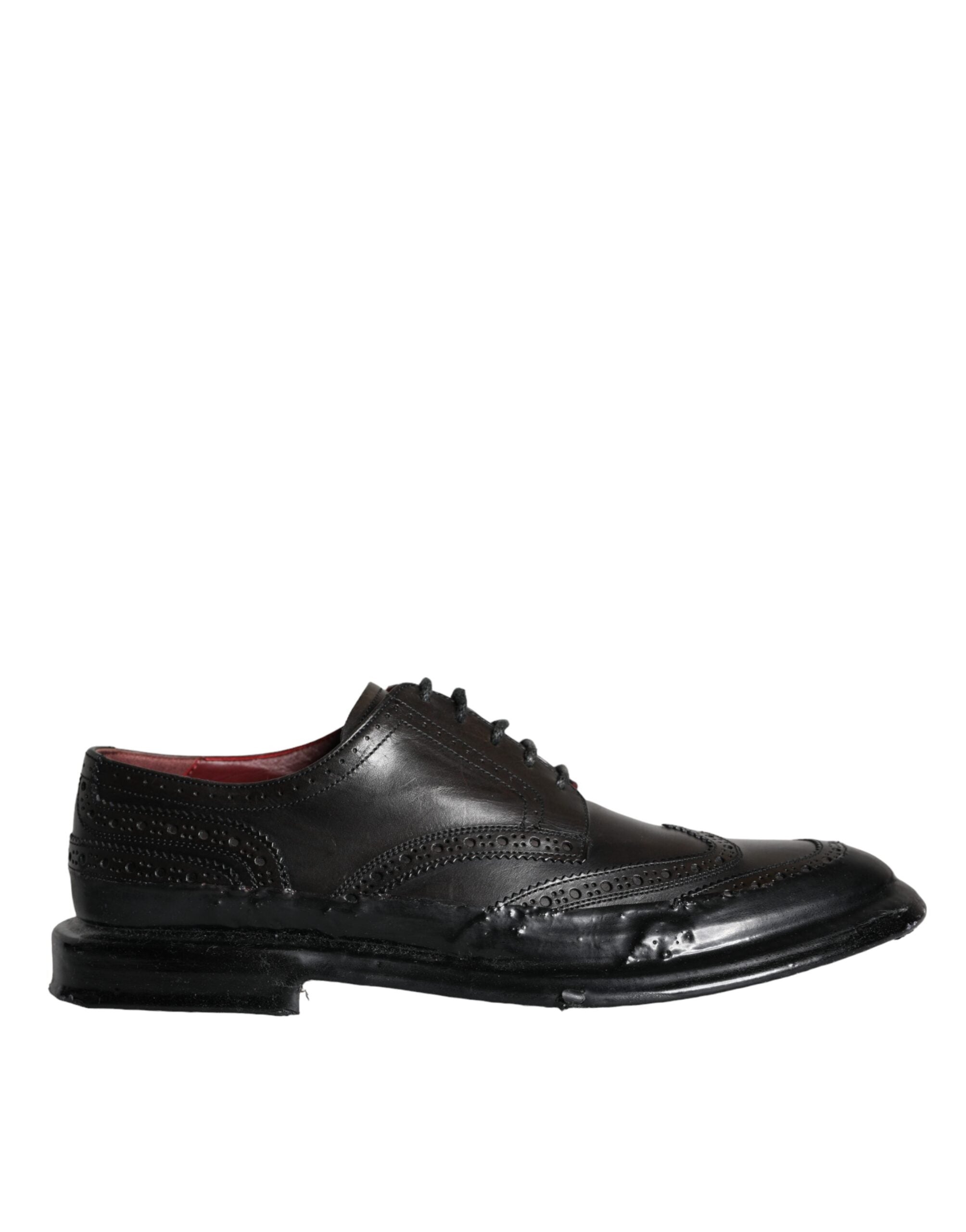 Dolce & Gabbana Черни кожени официални мъжки обувки Oxford Wingtip