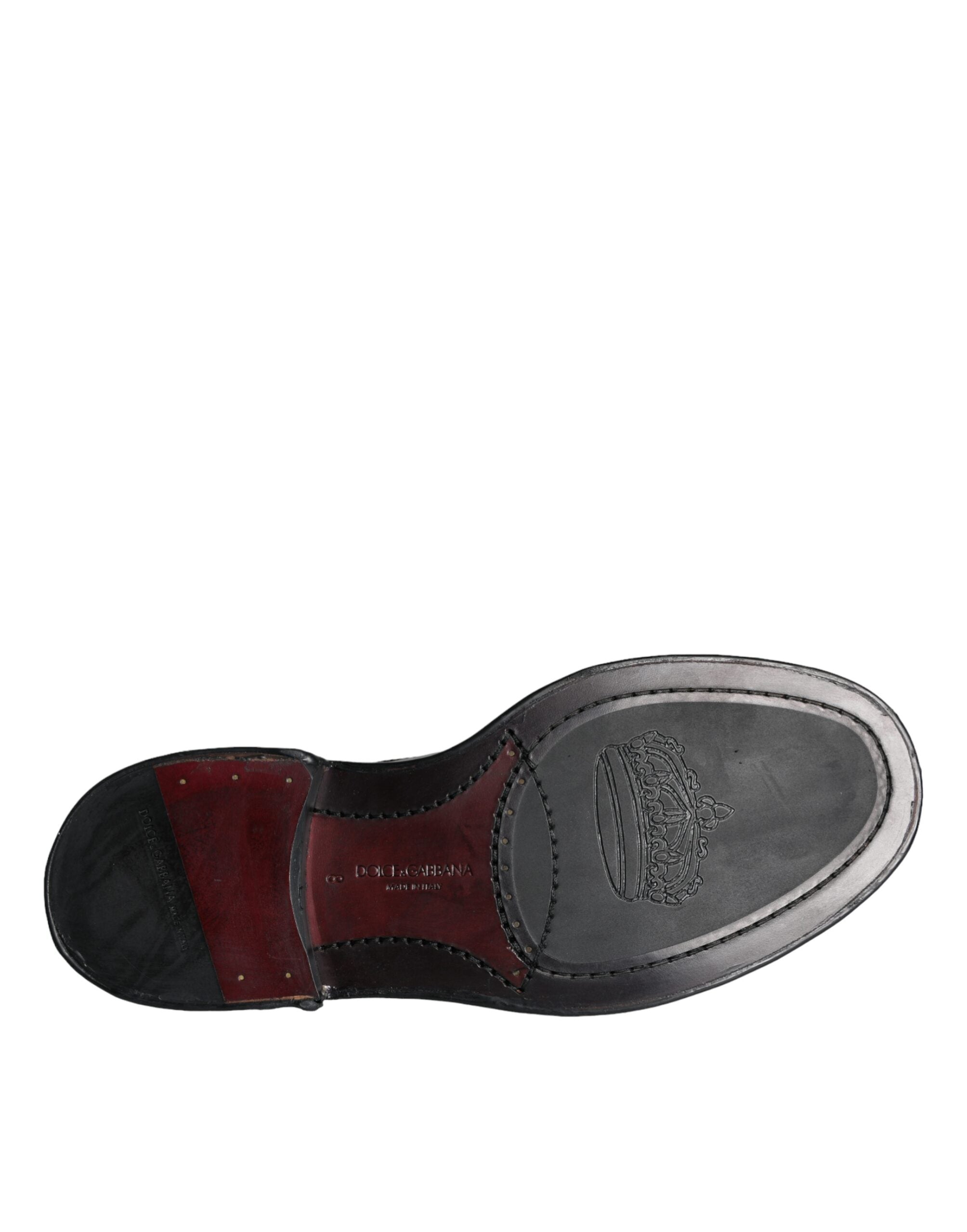 Dolce & Gabbana Черни кожени официални мъжки обувки Oxford Wingtip