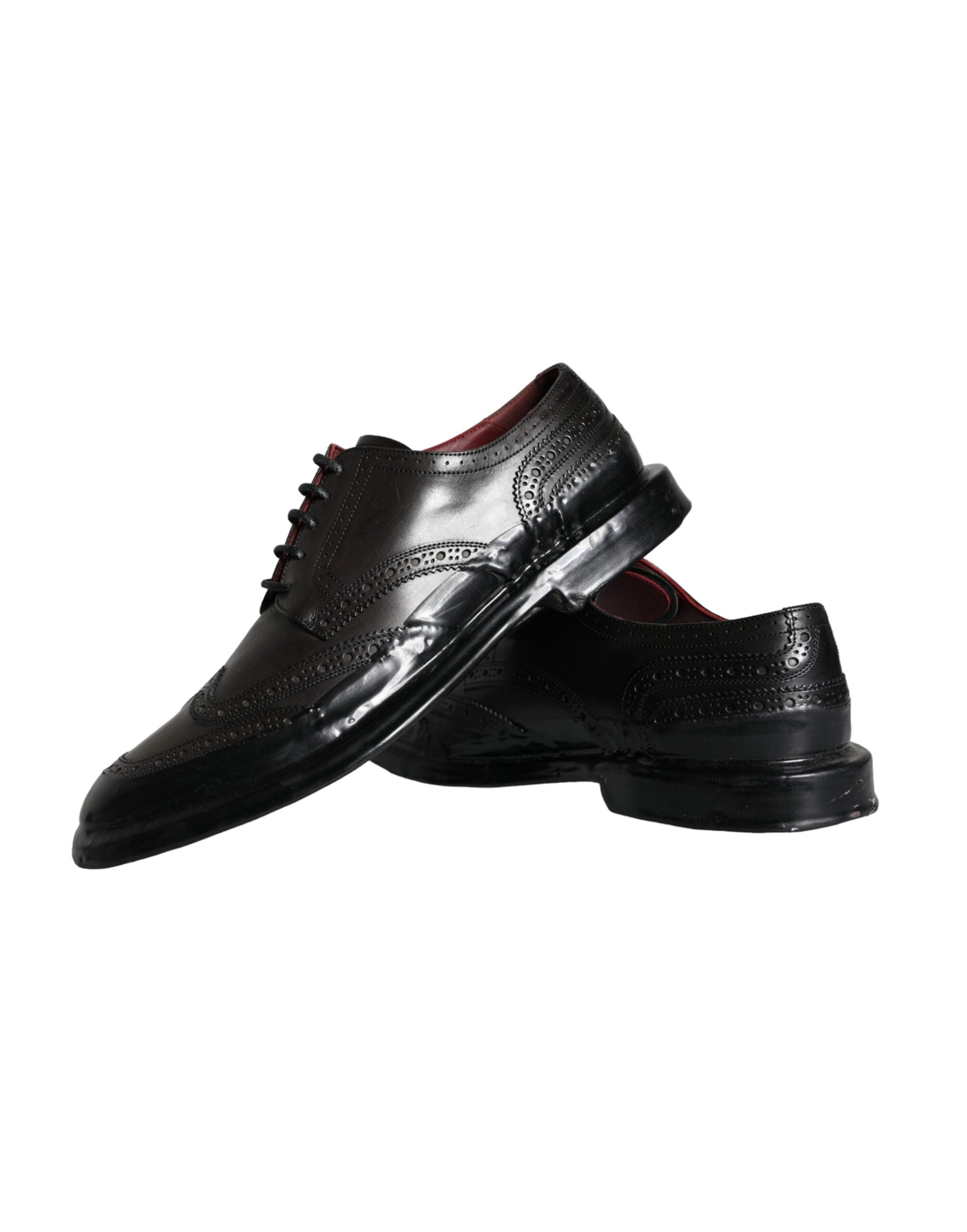 Dolce & Gabbana Черни кожени официални мъжки обувки Oxford Wingtip