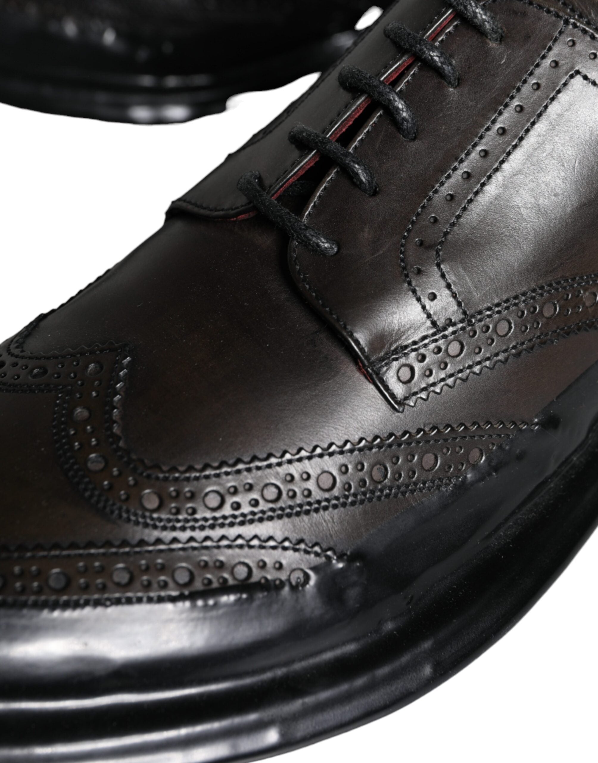 Dolce & Gabbana Черни кожени официални мъжки обувки Oxford Wingtip