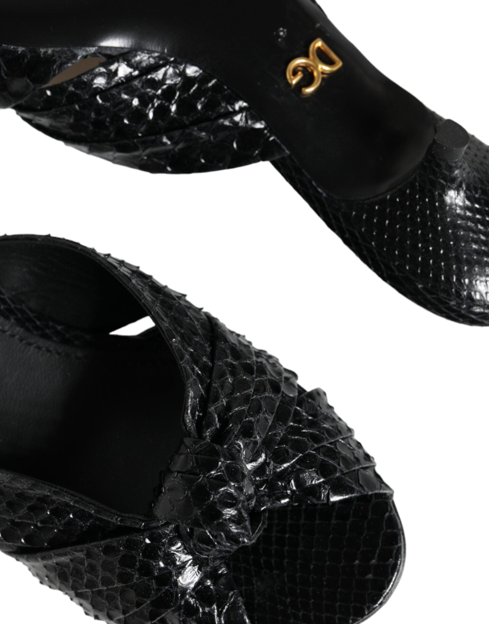 Dolce & Gabbana Черни кожени токчета Плъзгачи Сандали Обувки