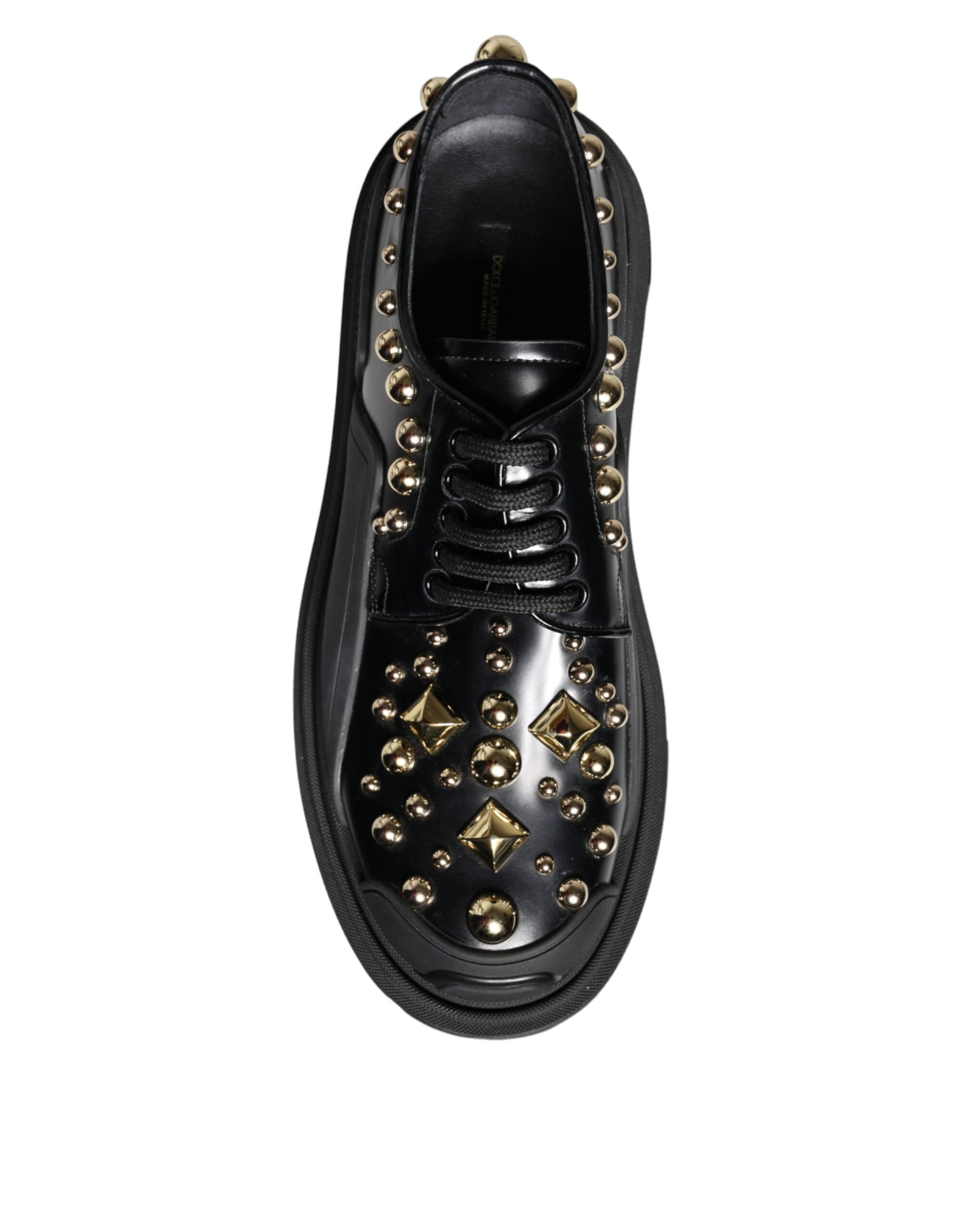 Dolce & Gabbana черни кожени трекинг дерби обувки, украсени