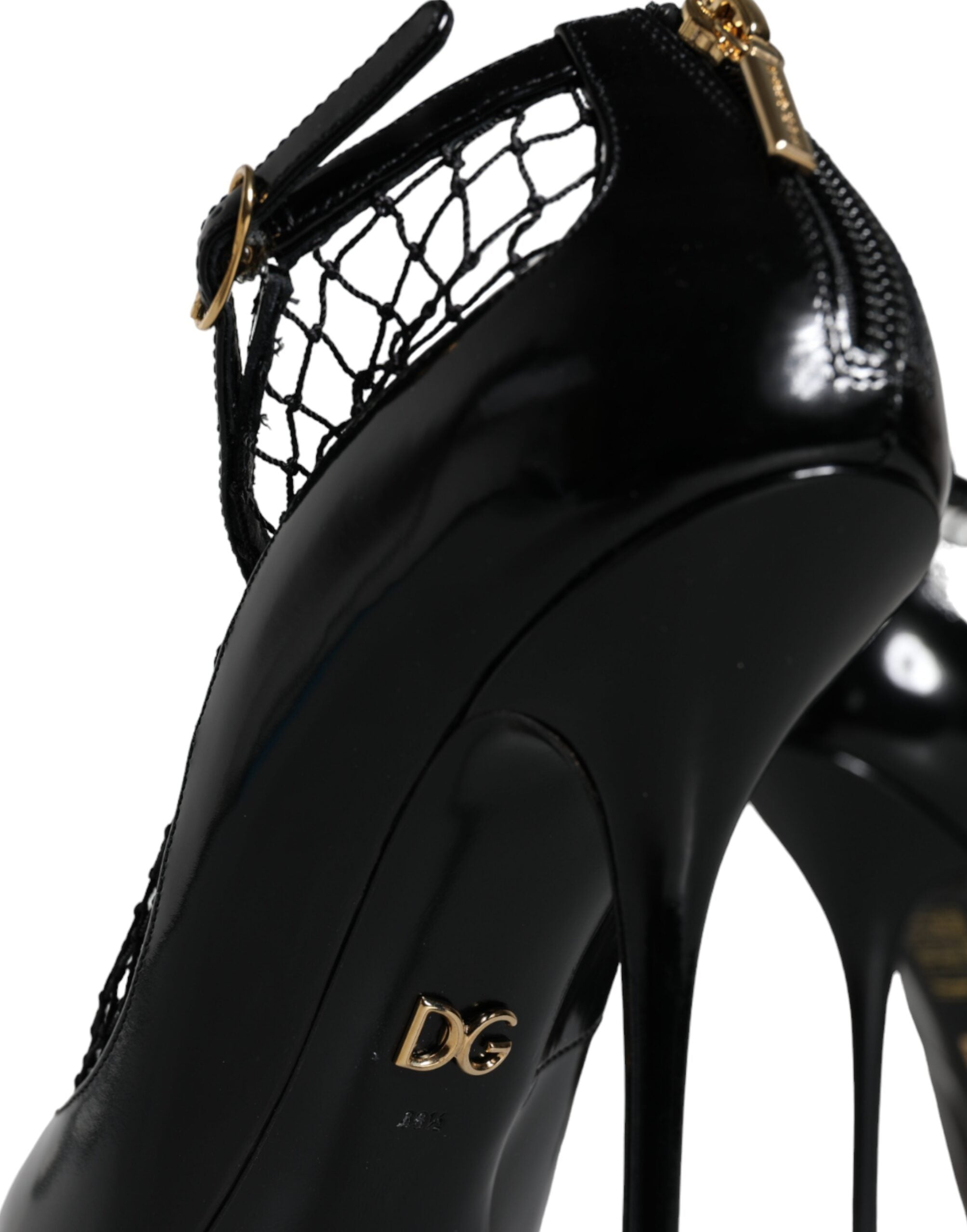 Dolce & Gabbana Черни мрежести лачени обувки с токчета Помпи