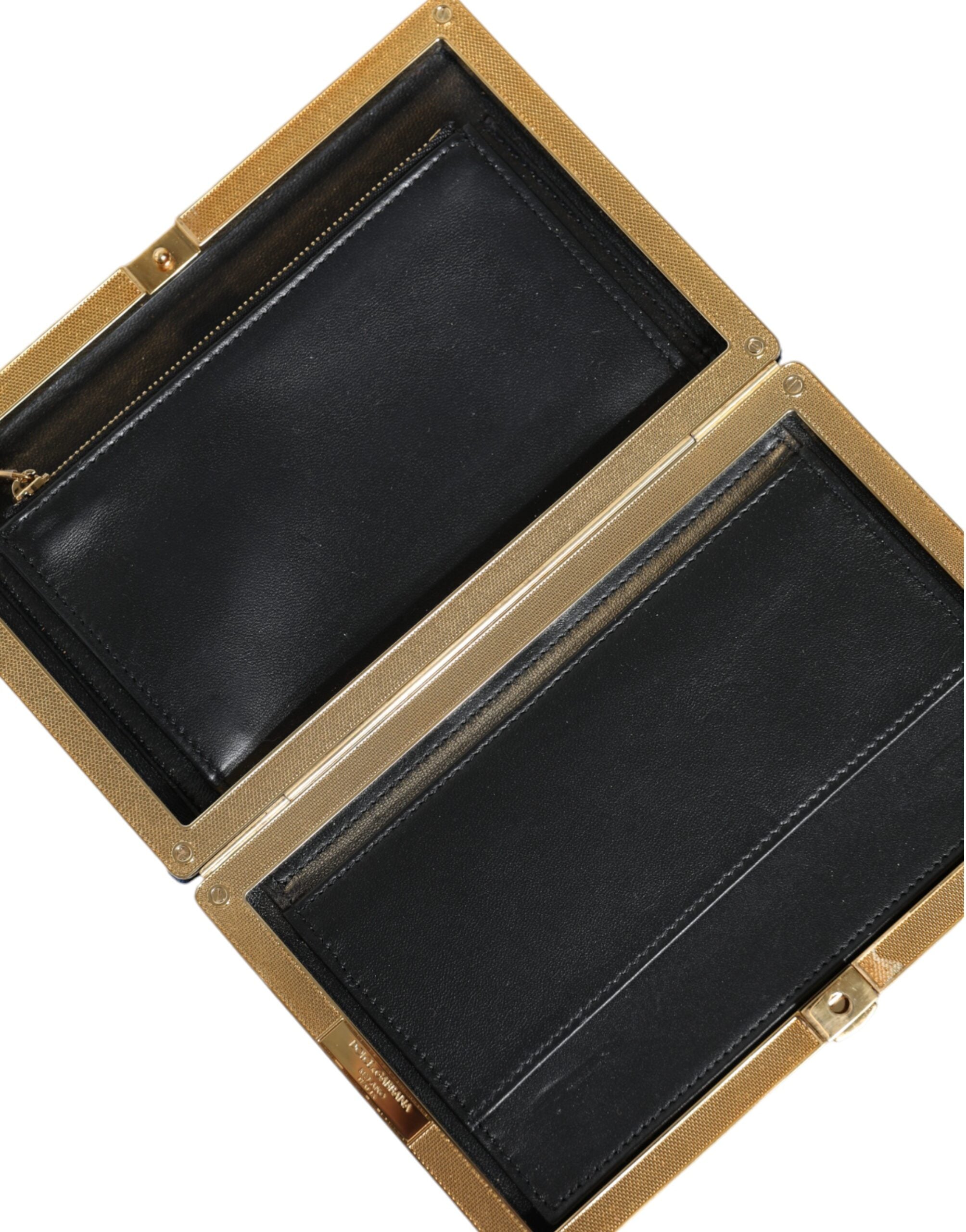 Dolce & Gabbana Blue Velvet Gold Frame Clutch Вечерна чанта за парти