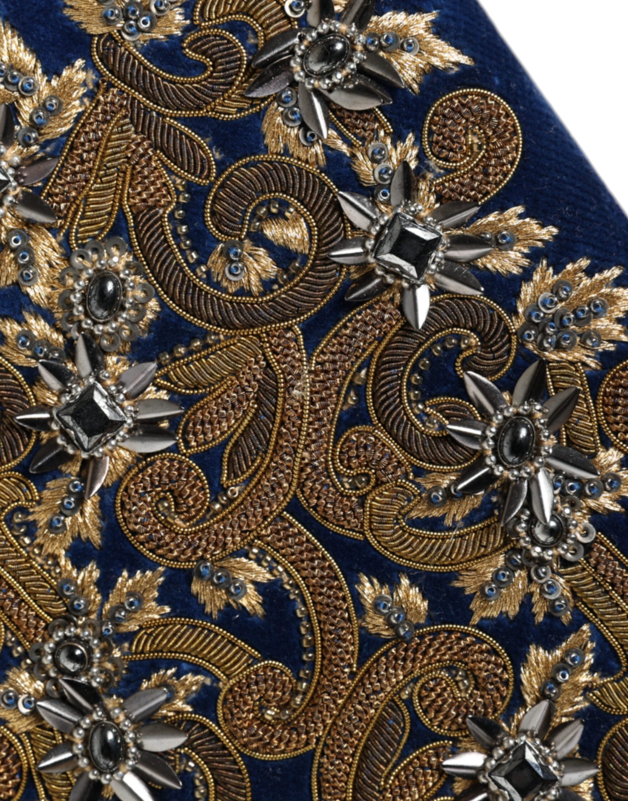 Dolce & Gabbana Blue Velvet Gold Frame Clutch Вечерна чанта за парти