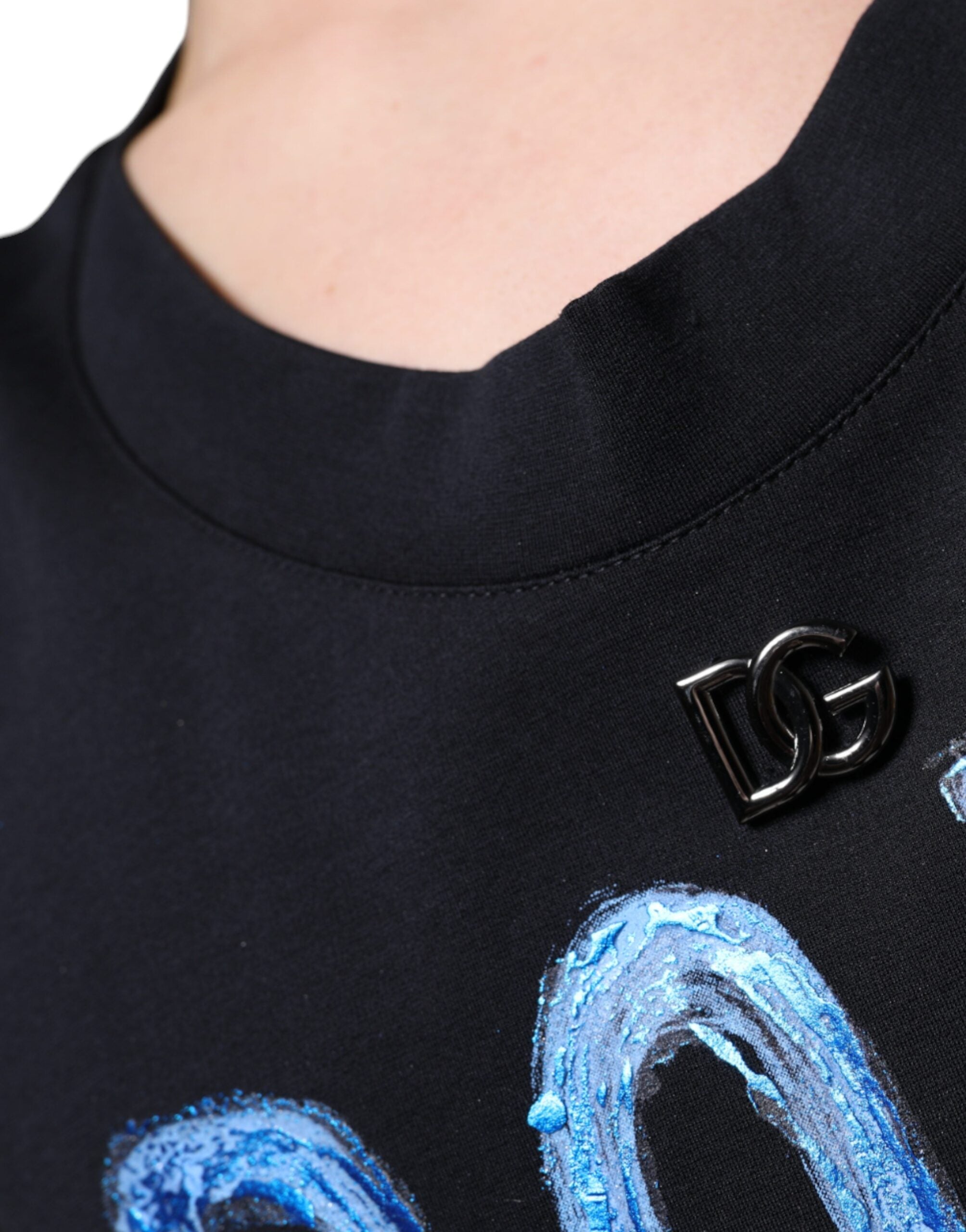 Черна памучна тениска без ръкави Dolce & Gabbana Born To Be Free