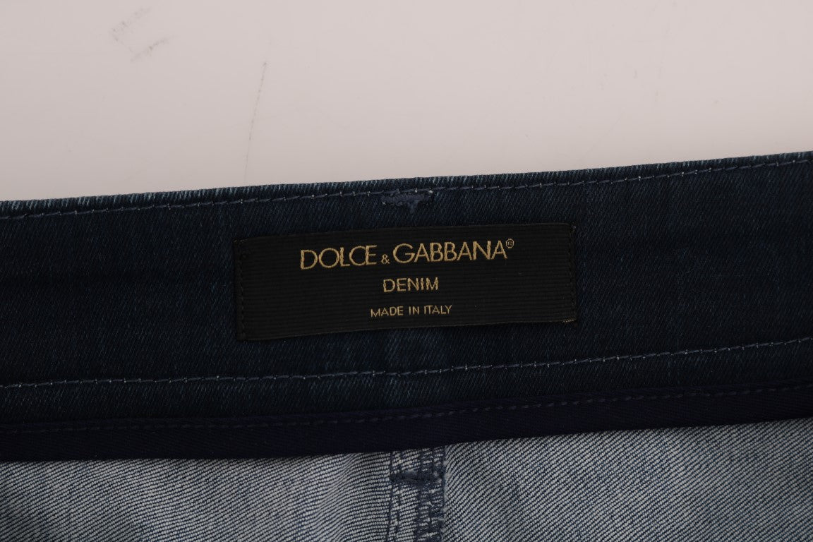 Шикозна синя дънкова мини пола Dolce & Gabbana