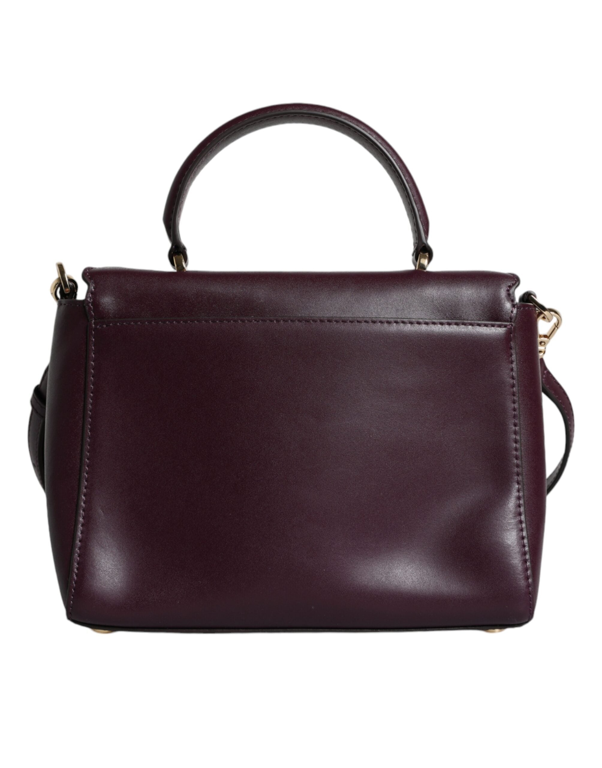 Лилава кожена чанта с лого на Michael Kors през рамо MINDY Satchel