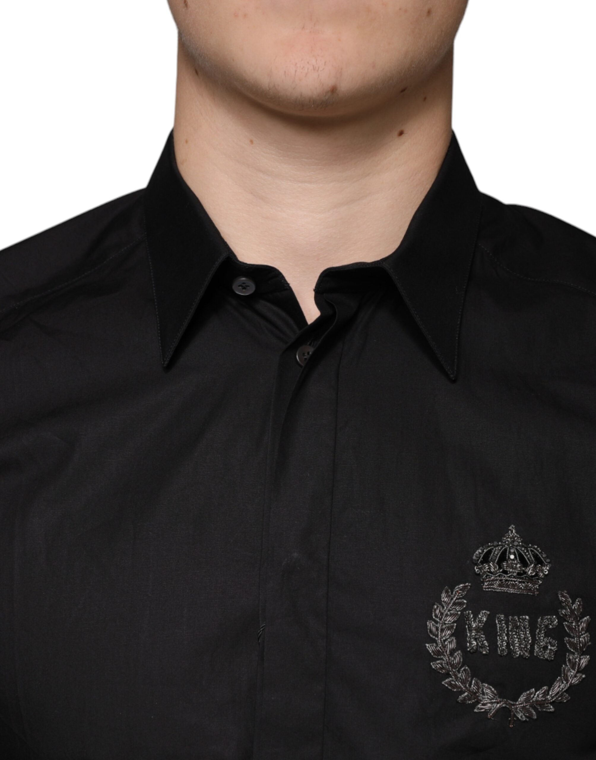 Риза Dolce & Gabbana Black King Crown с бродирана златна рокля