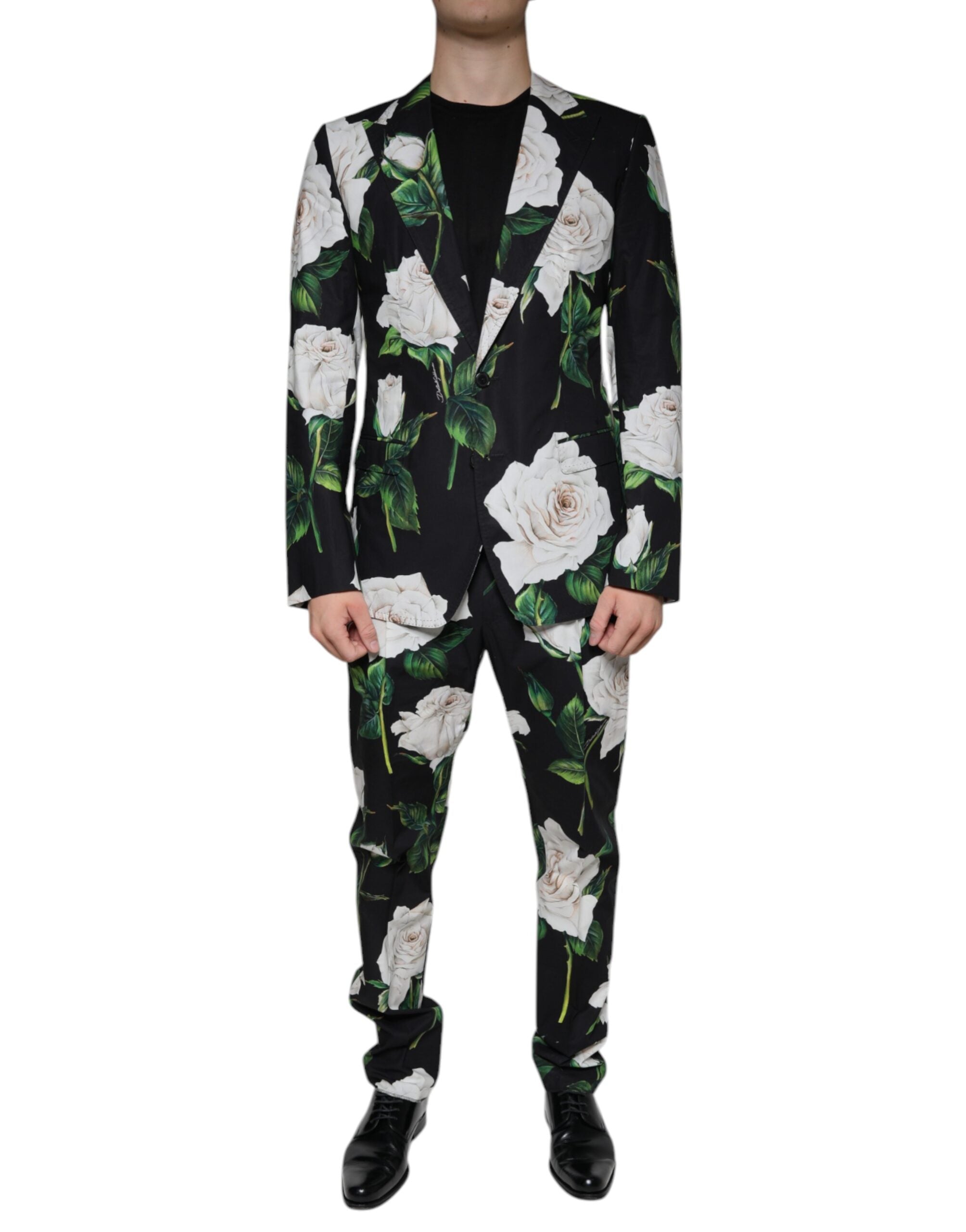 Официален мъжки костюм от 2 части Dolce & Gabbana Black Rose Cotton