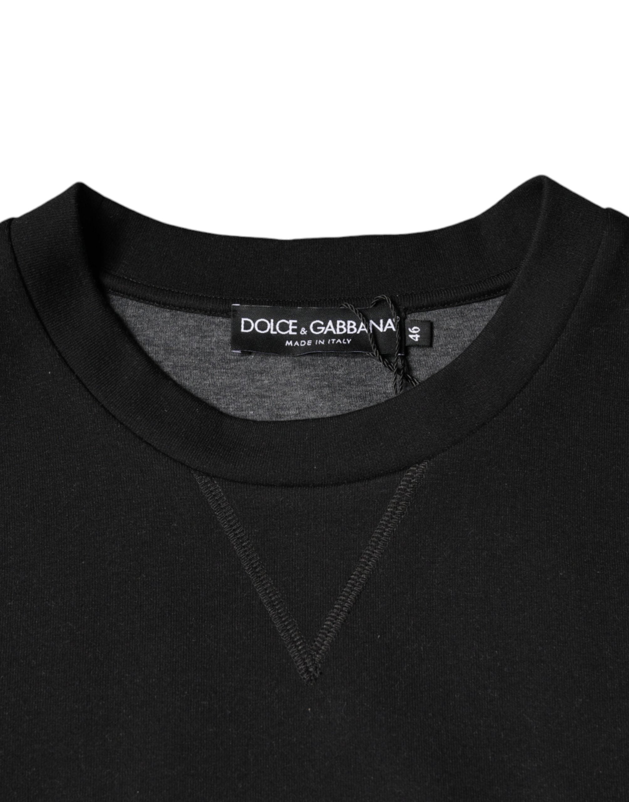 Dolce & Gabbana суичър пуловер с черно лого с щампа с деколте