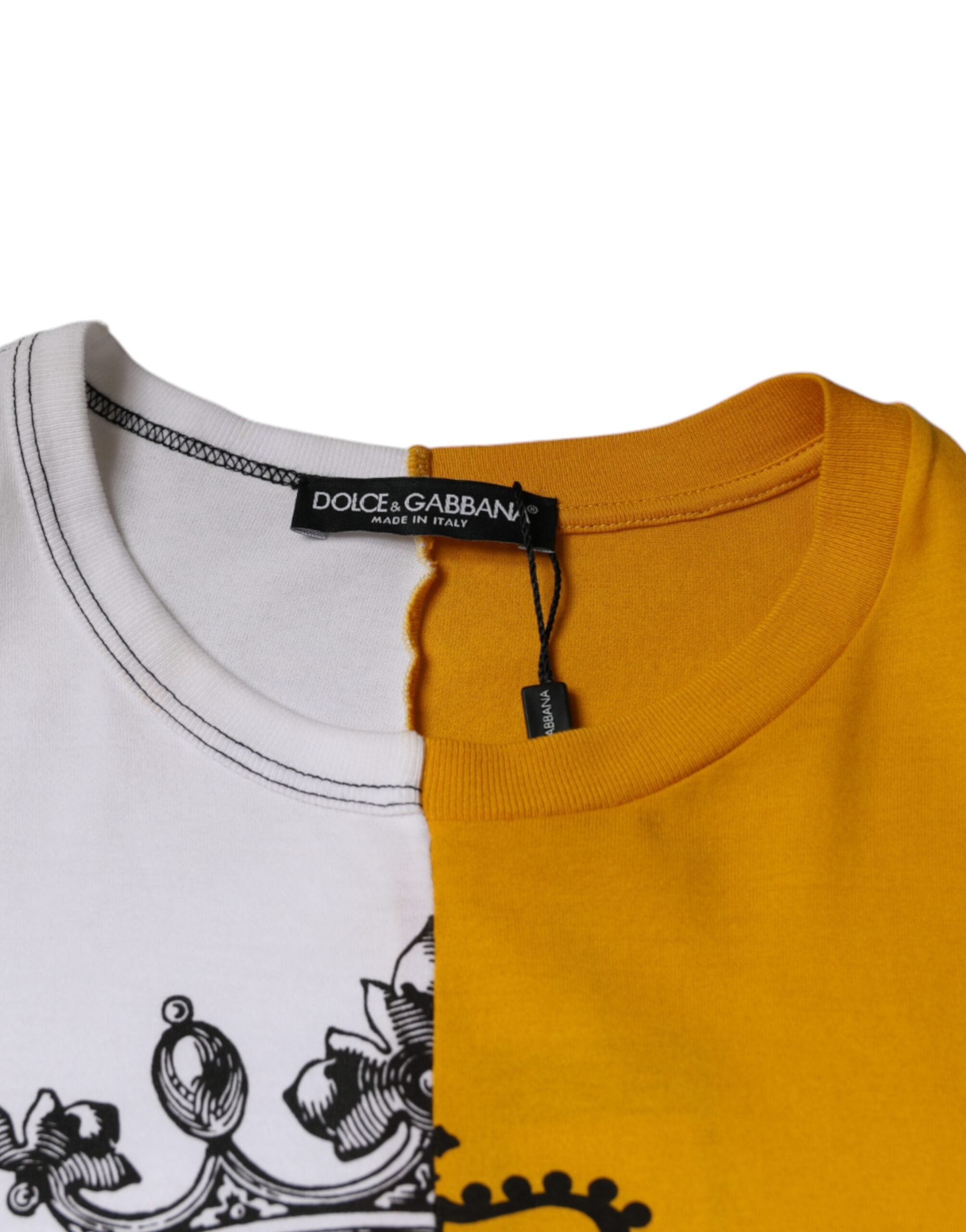 Тениска с къс ръкав Dolce & Gabbana с бяло и жълто лого