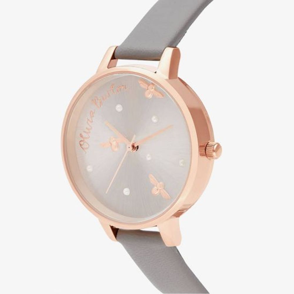 Сив часовник от синтетична кожа Olivia Burton