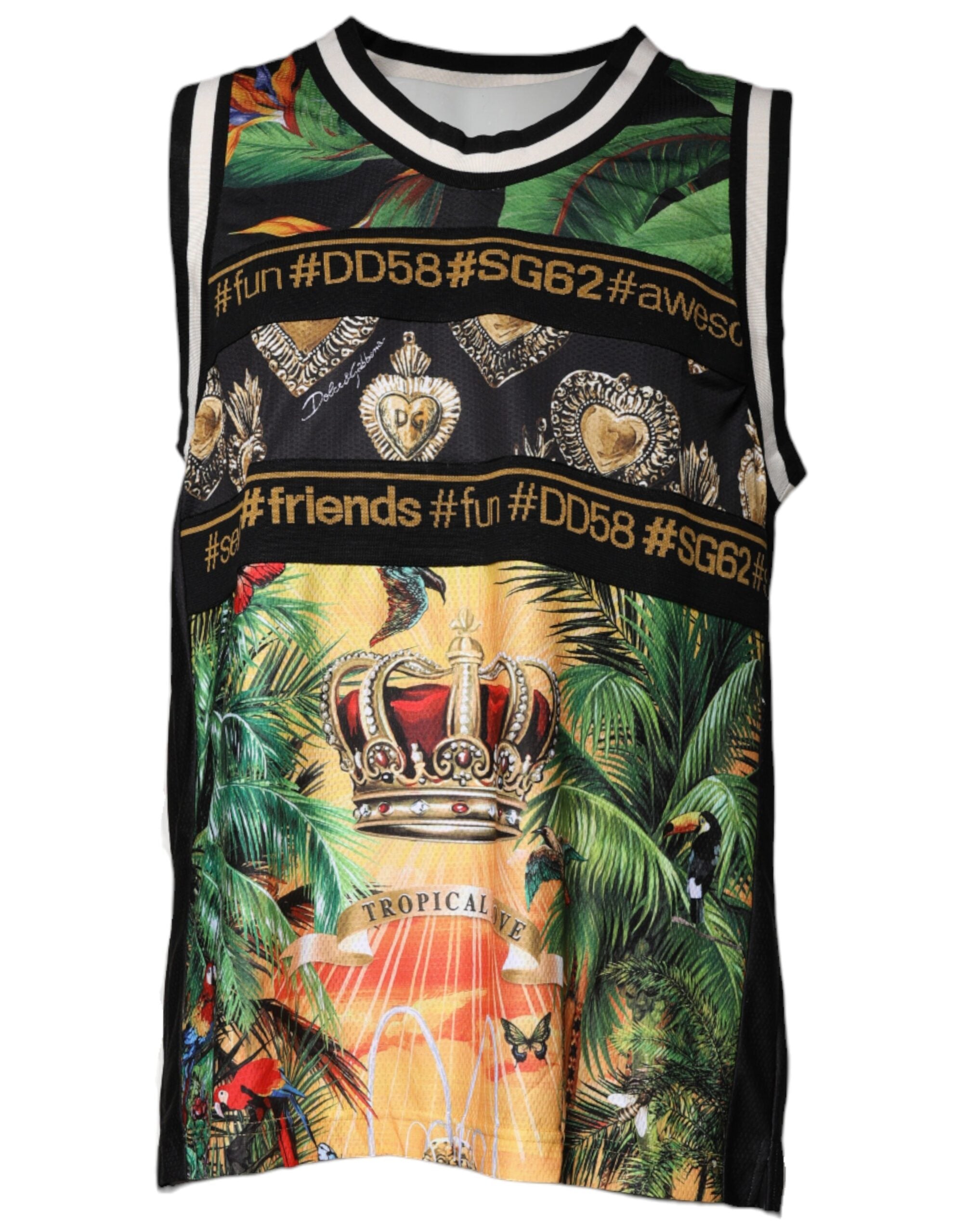 Многоцветна тропическа тениска без ръкави Dolce & Gabbana