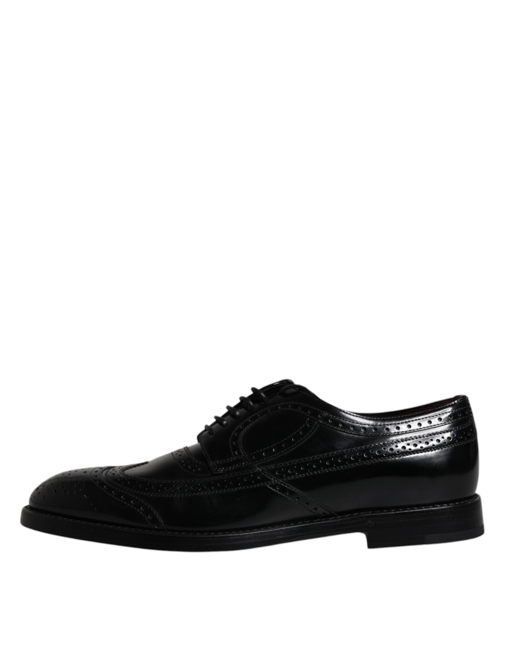 Dolce & Gabbana Черни кожени официални обувки дерби Wingtip