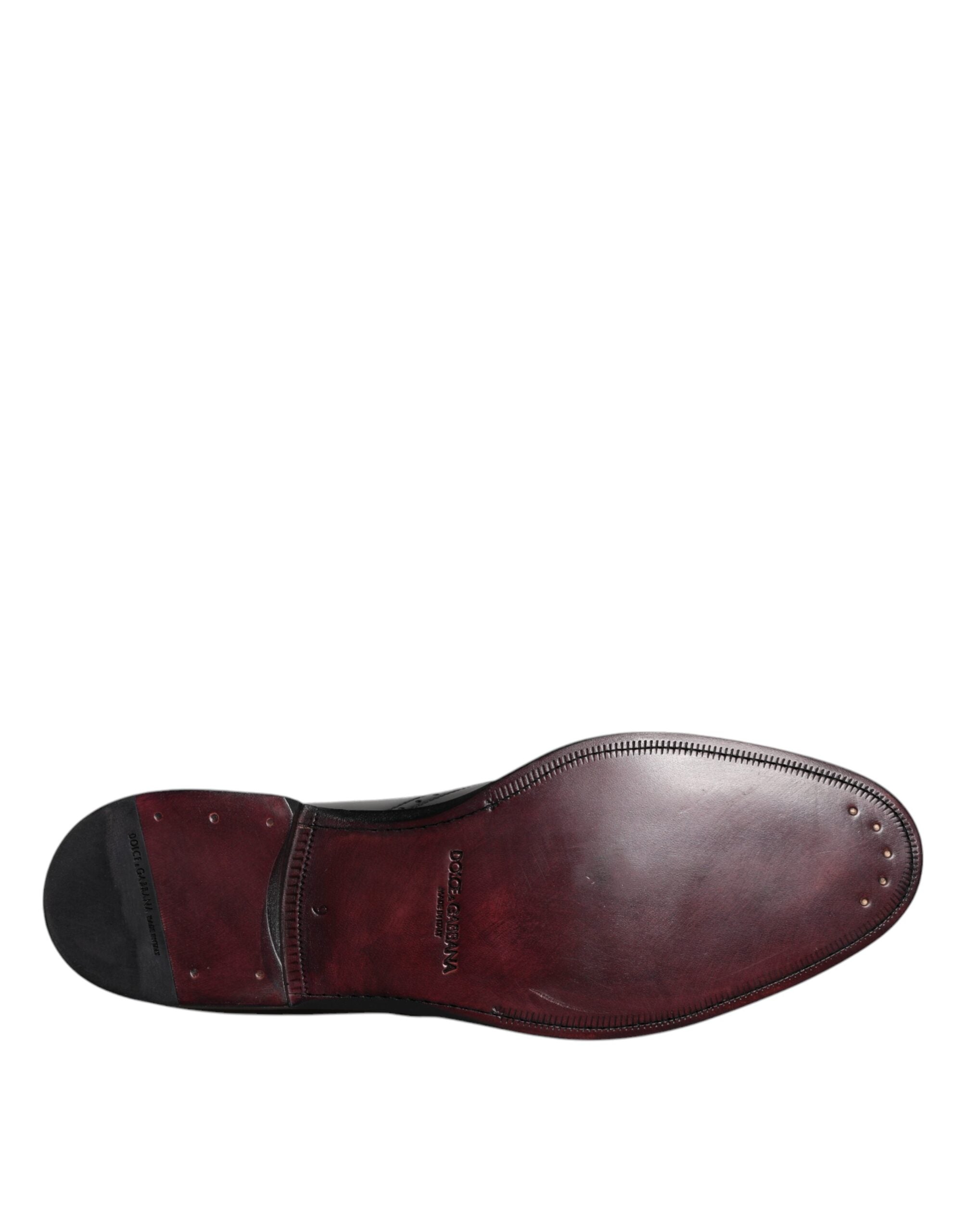 Dolce & Gabbana Черни кожени официални обувки дерби Wingtip