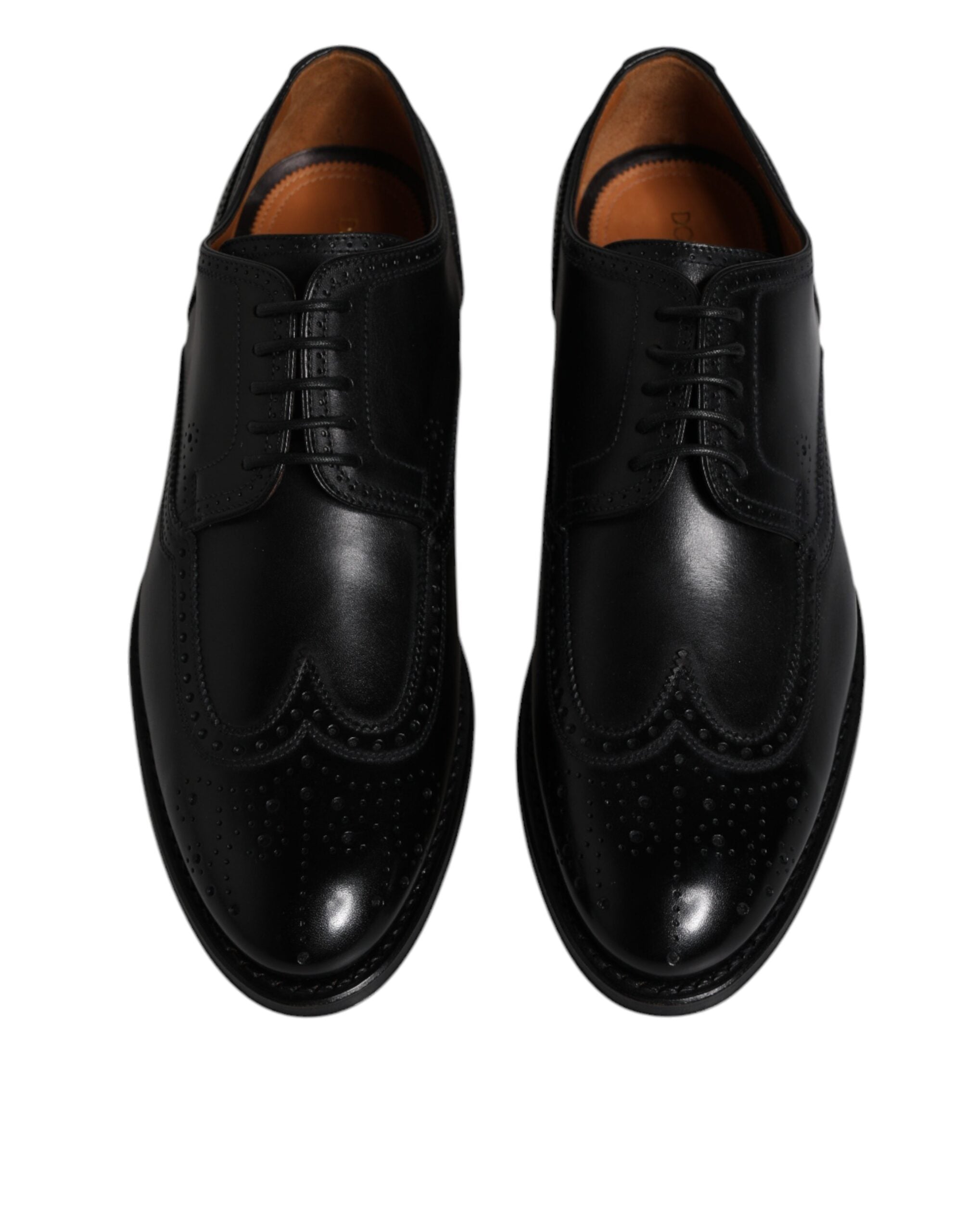 Dolce & Gabbana Черни кожени официални обувки дерби Wingtip