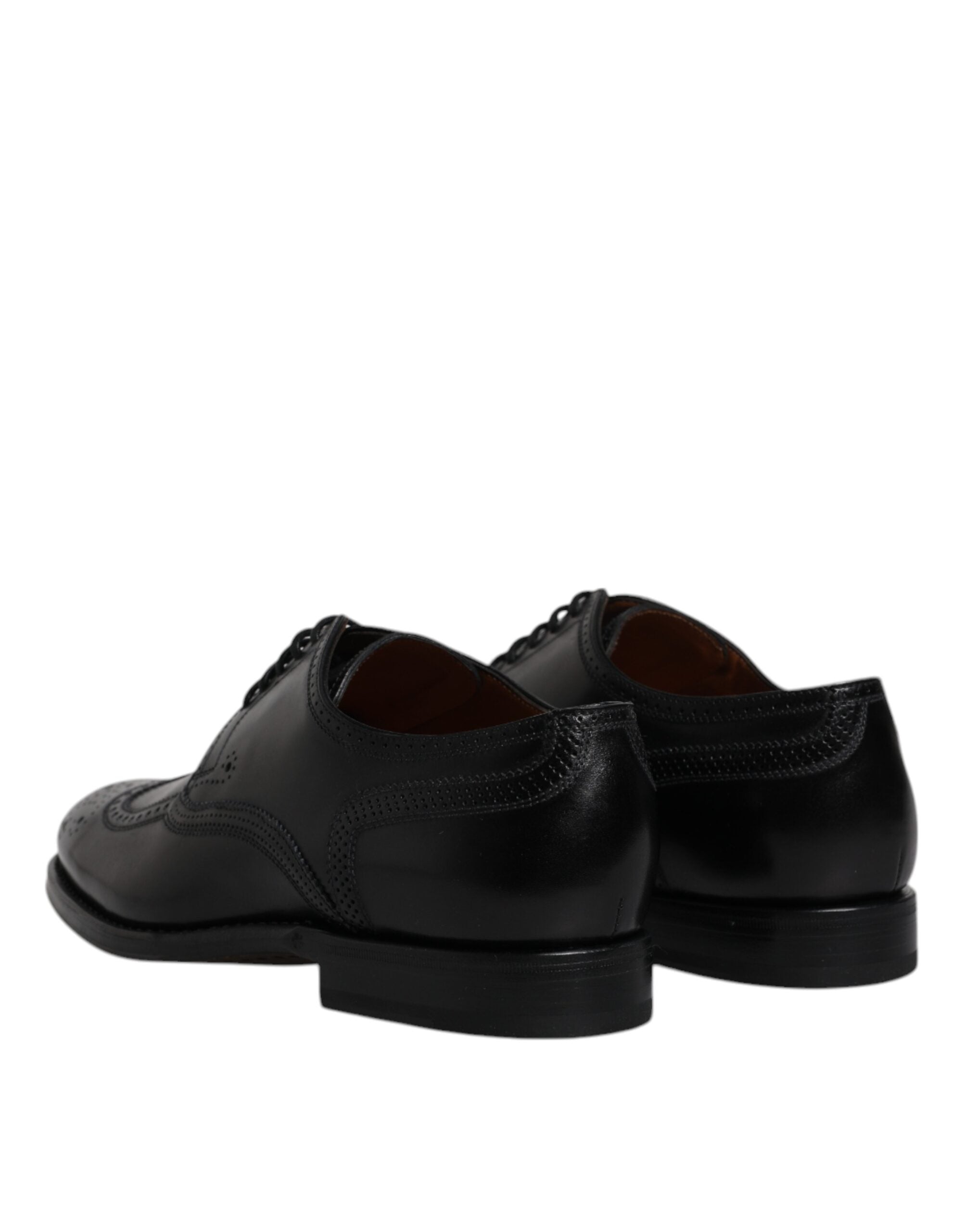 Dolce & Gabbana Черни кожени официални обувки дерби Wingtip