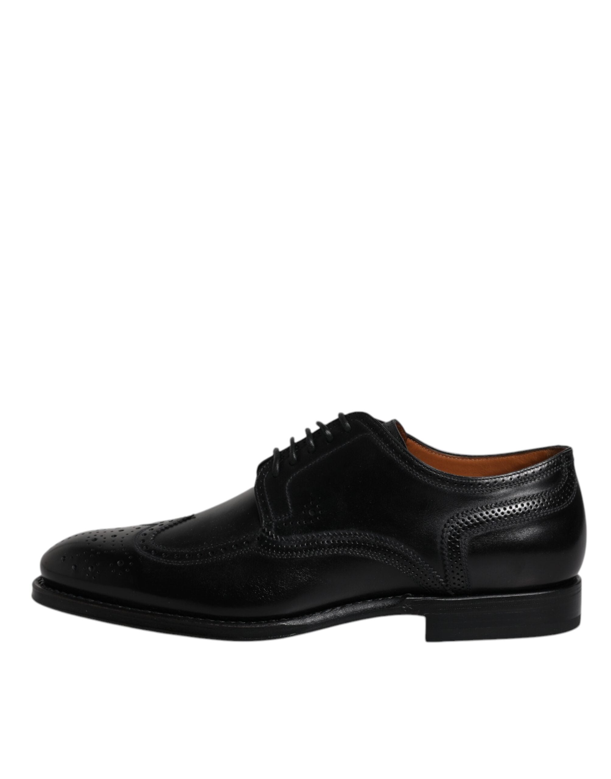 Dolce & Gabbana Черни кожени официални обувки дерби Wingtip