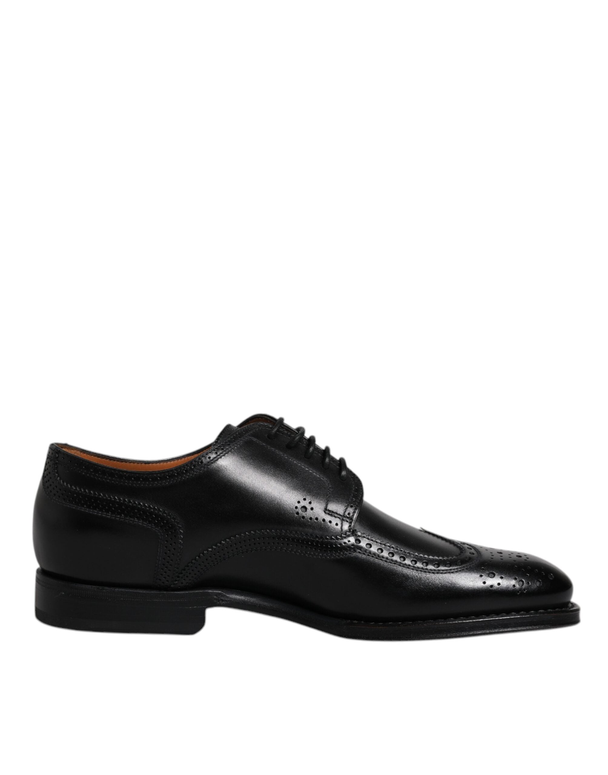 Dolce & Gabbana Черни кожени официални обувки дерби Wingtip