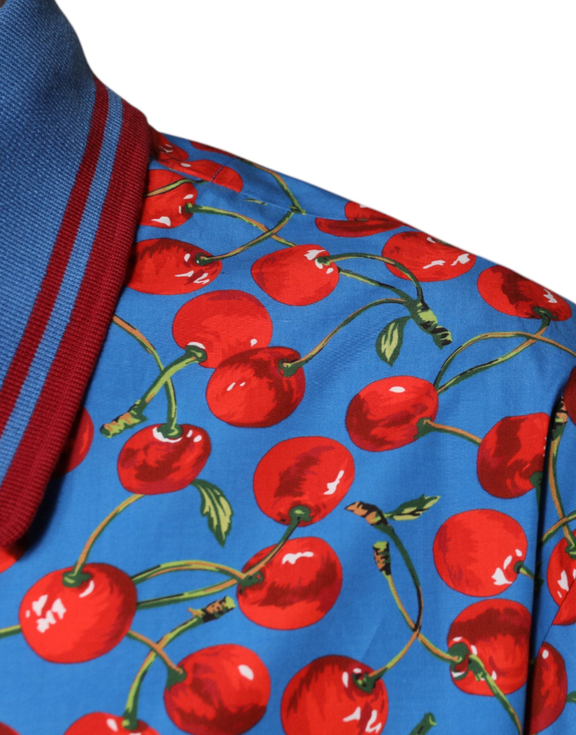 Мъжка поло тениска Dolce & Gabbana Blue Cherry с памучна яка