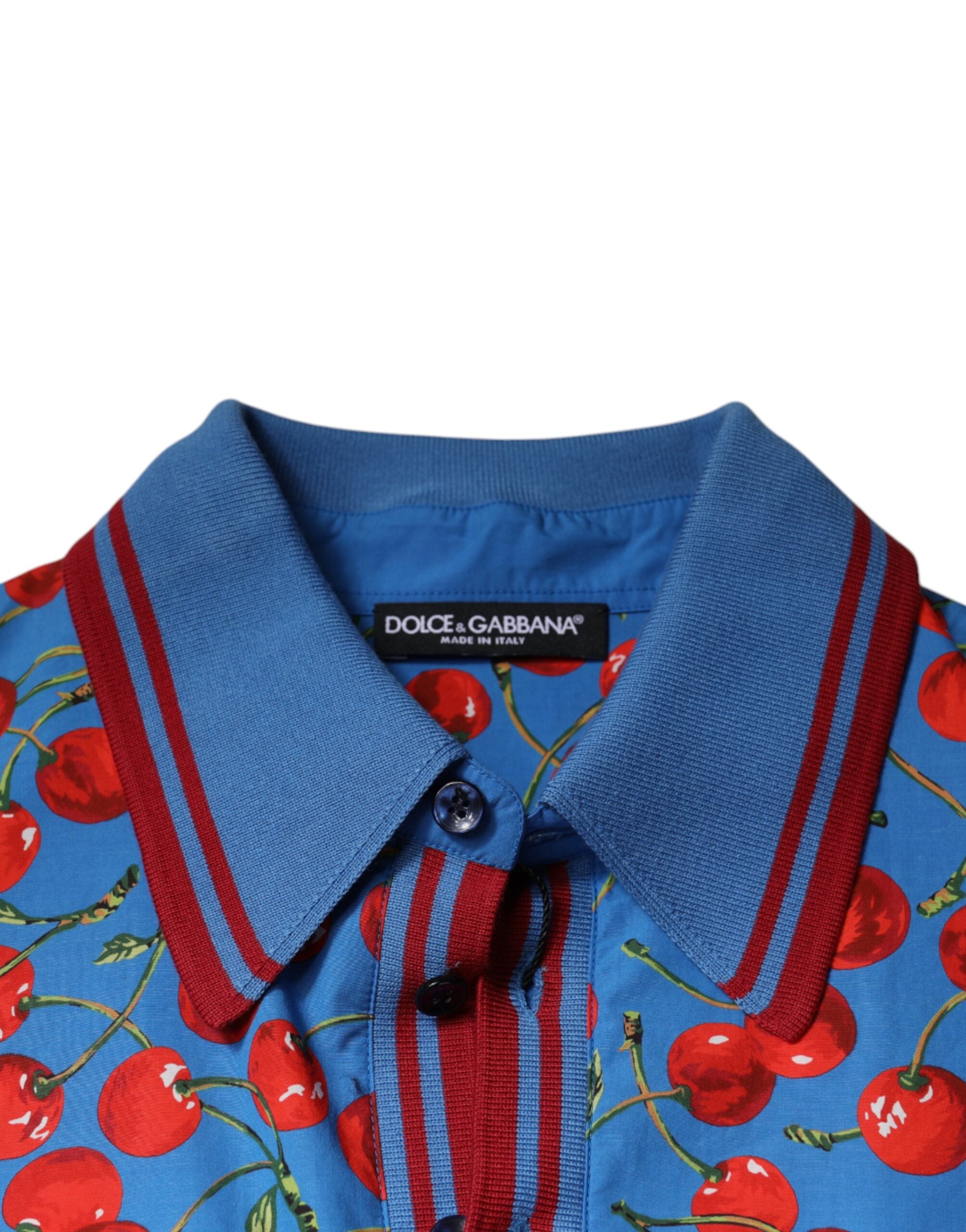 Мъжка поло тениска Dolce & Gabbana Blue Cherry с памучна яка
