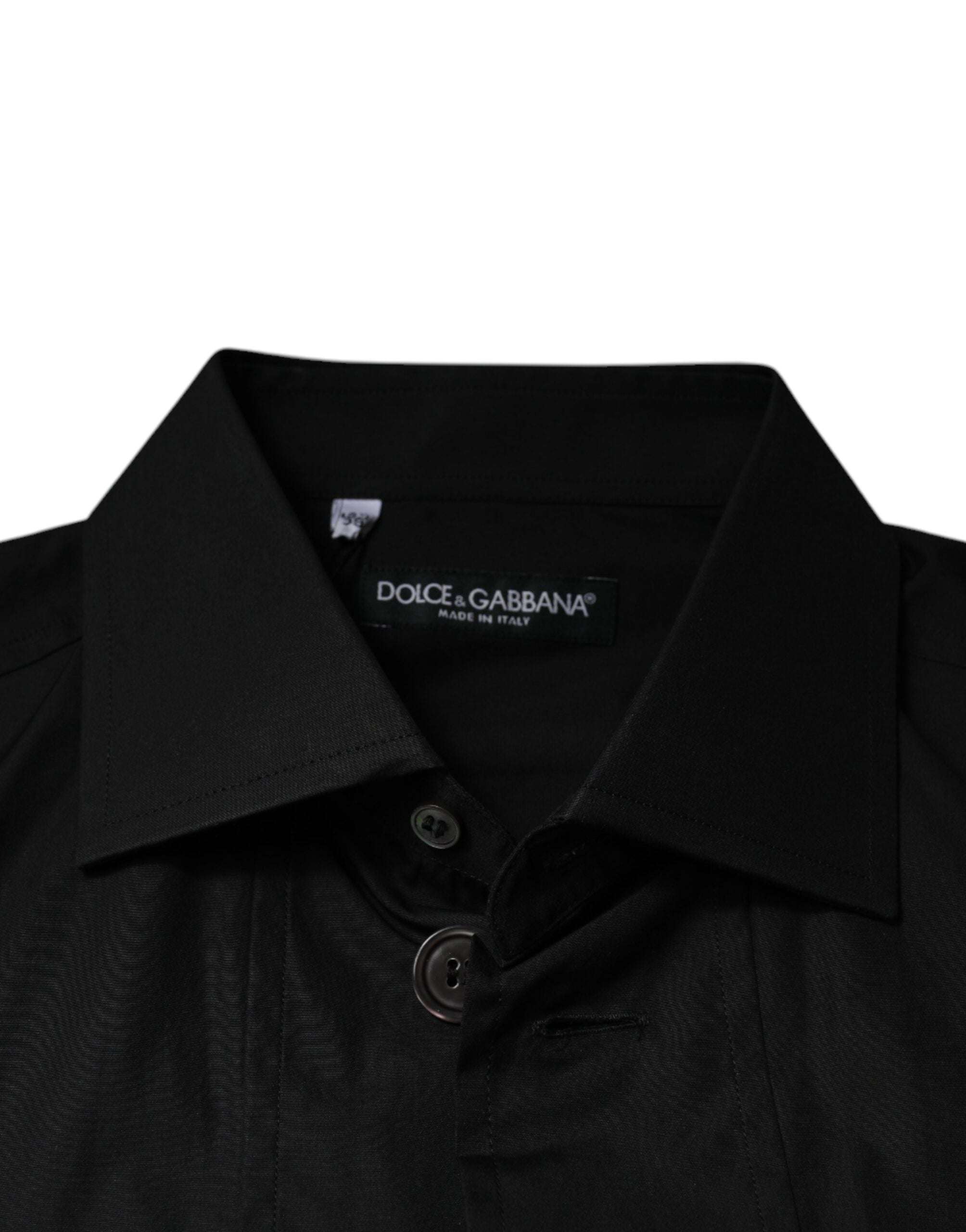 Официална черна памучна риза с дълги ръкави Dolce & Gabbana