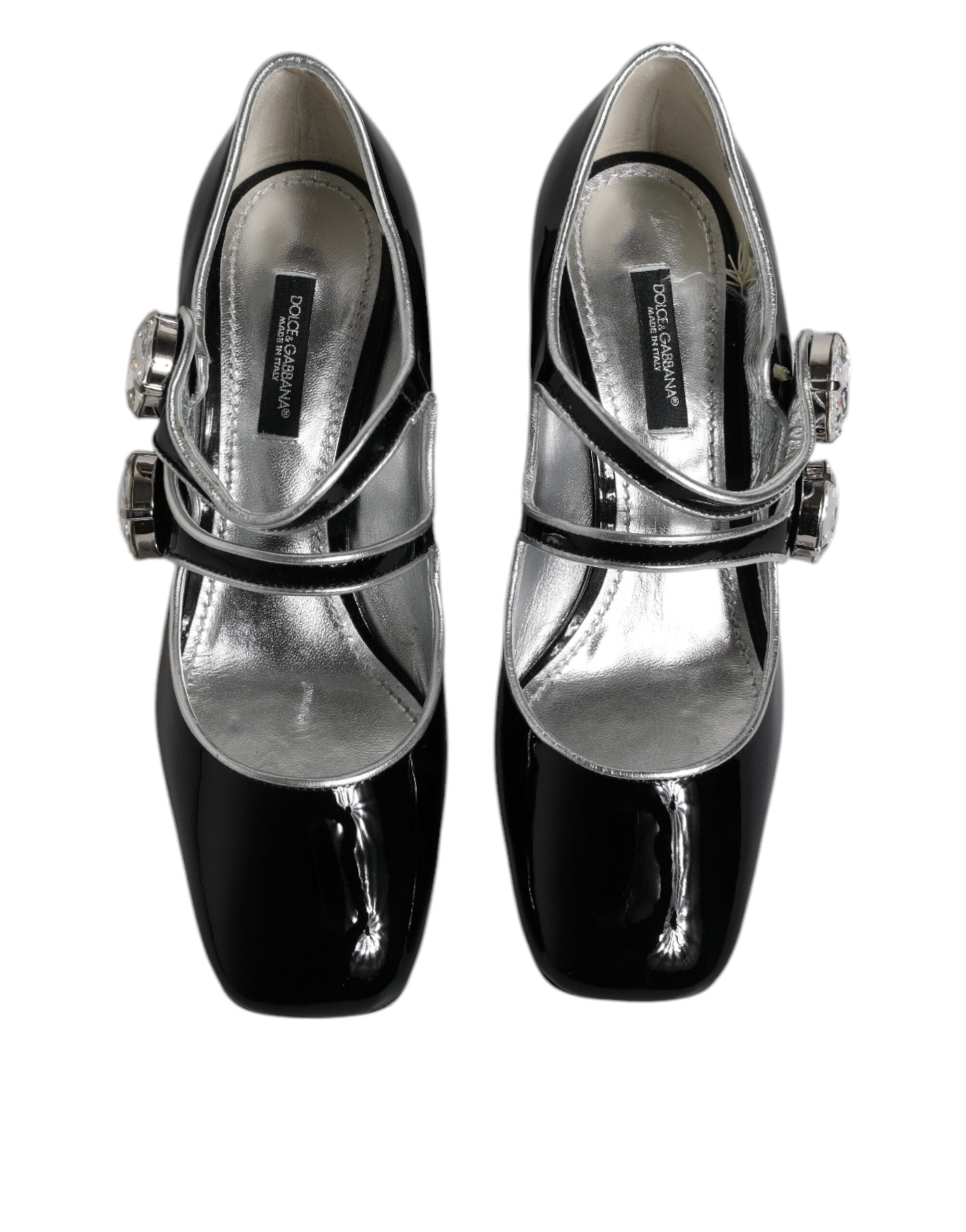 Dolce & Gabbana черни лачени обувки Crystal Mary Jane