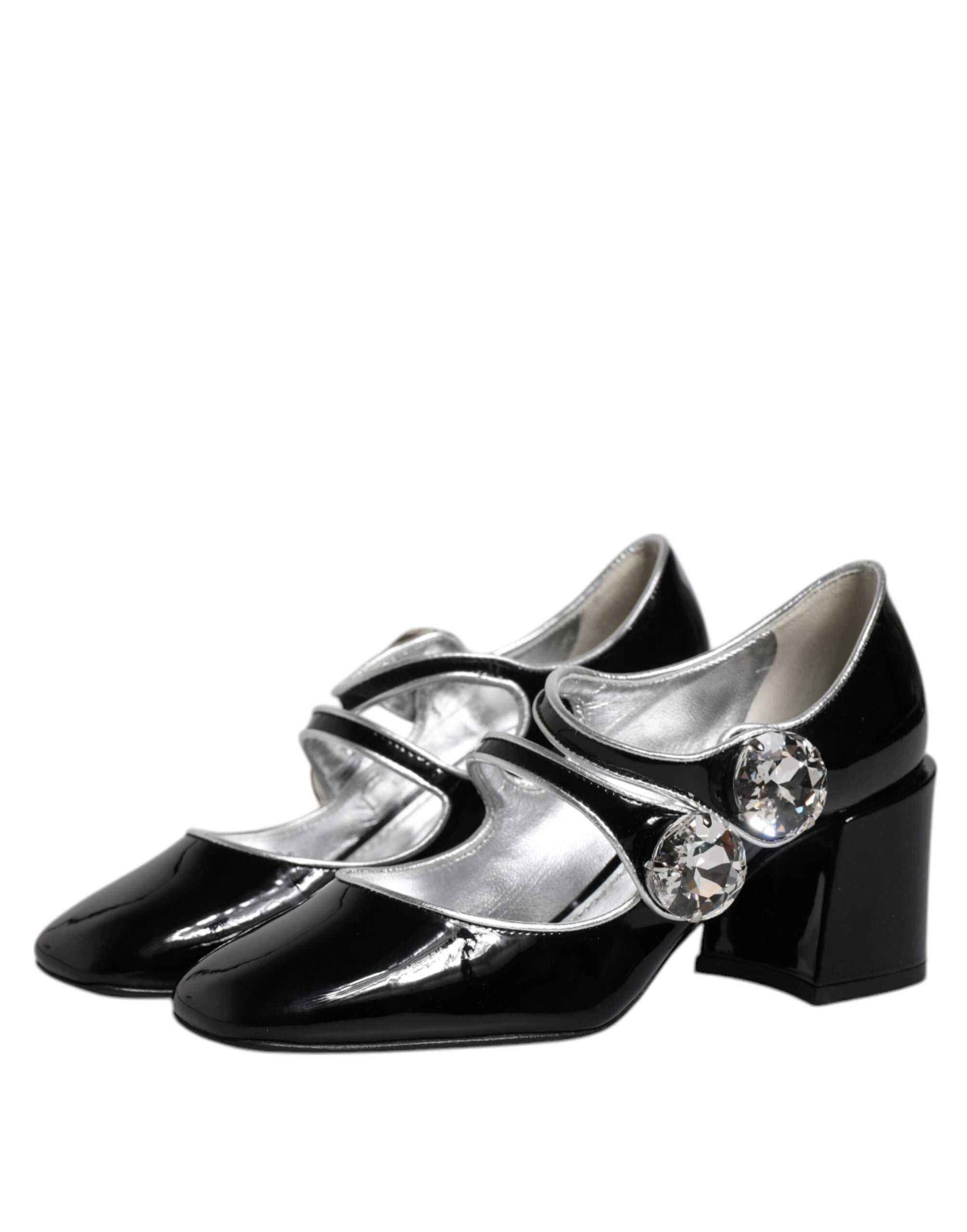 Dolce & Gabbana черни лачени обувки Crystal Mary Jane