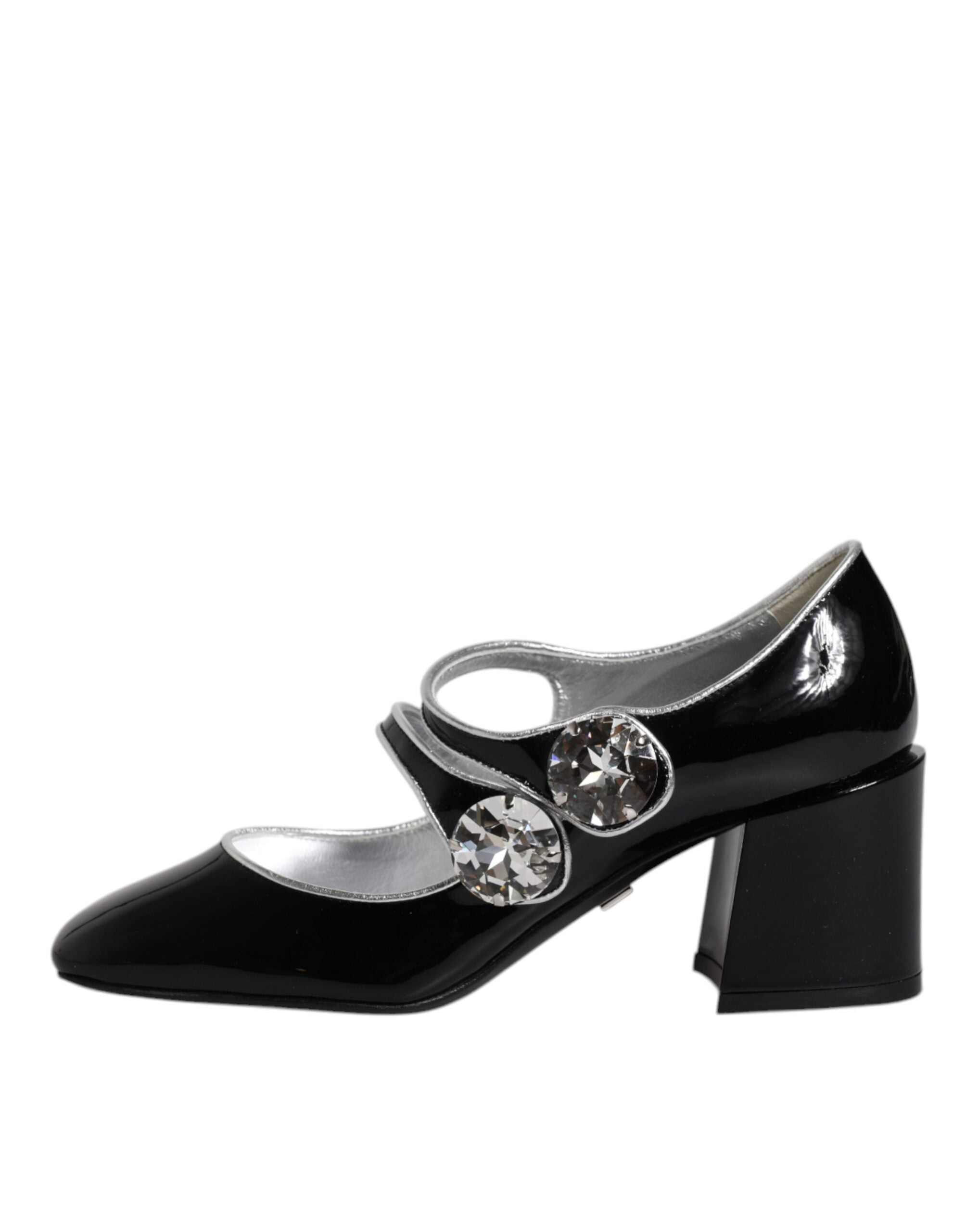 Dolce & Gabbana черни лачени обувки Crystal Mary Jane