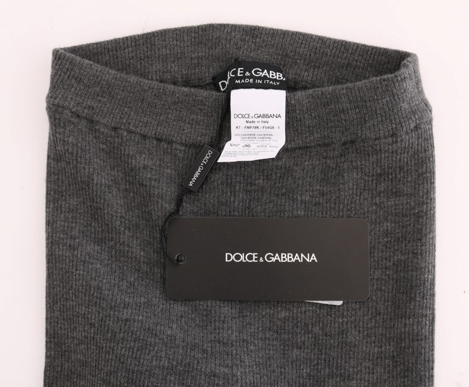 Dolce & Gabbana Шикозен сив кашмирен чорапогащник с висока талия