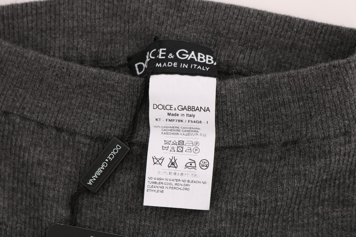 Dolce & Gabbana Шикозен сив кашмирен чорапогащник с висока талия
