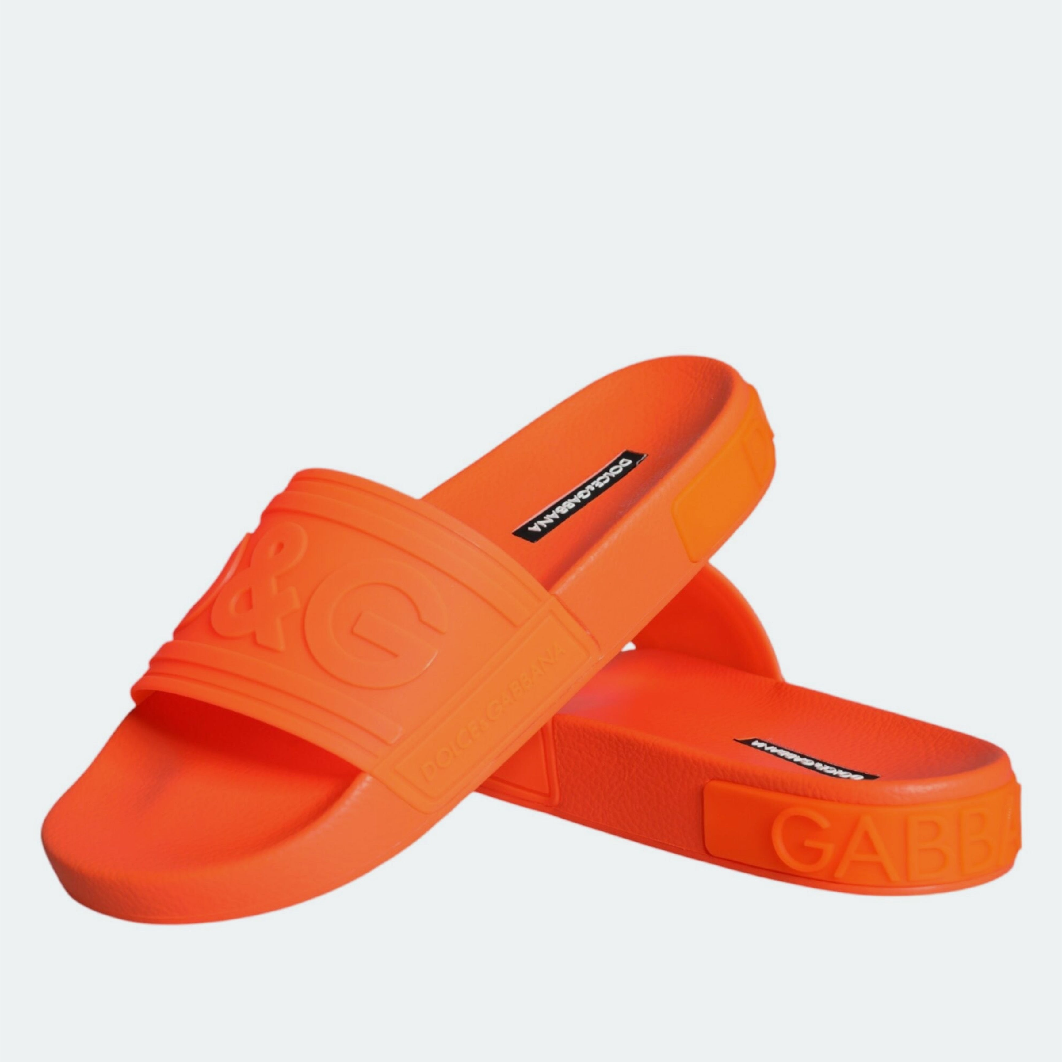 Дамски луксозни чехли за плаж в оранжево DOLCE & GABBANA Women’s Beachwear Orange Slippers