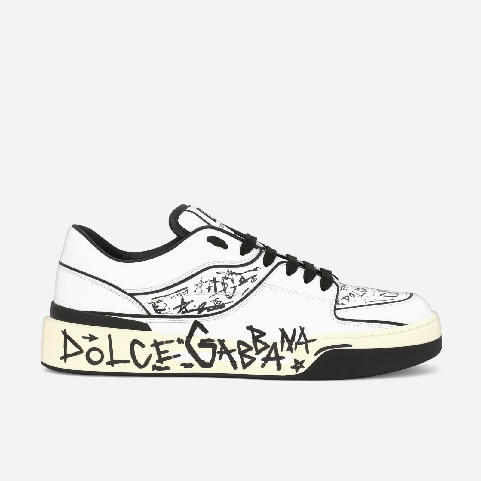 Dolce & Gabbana New Roma Graffiti Motif Men Sneakers CS2119AE50989697 Lateral View
