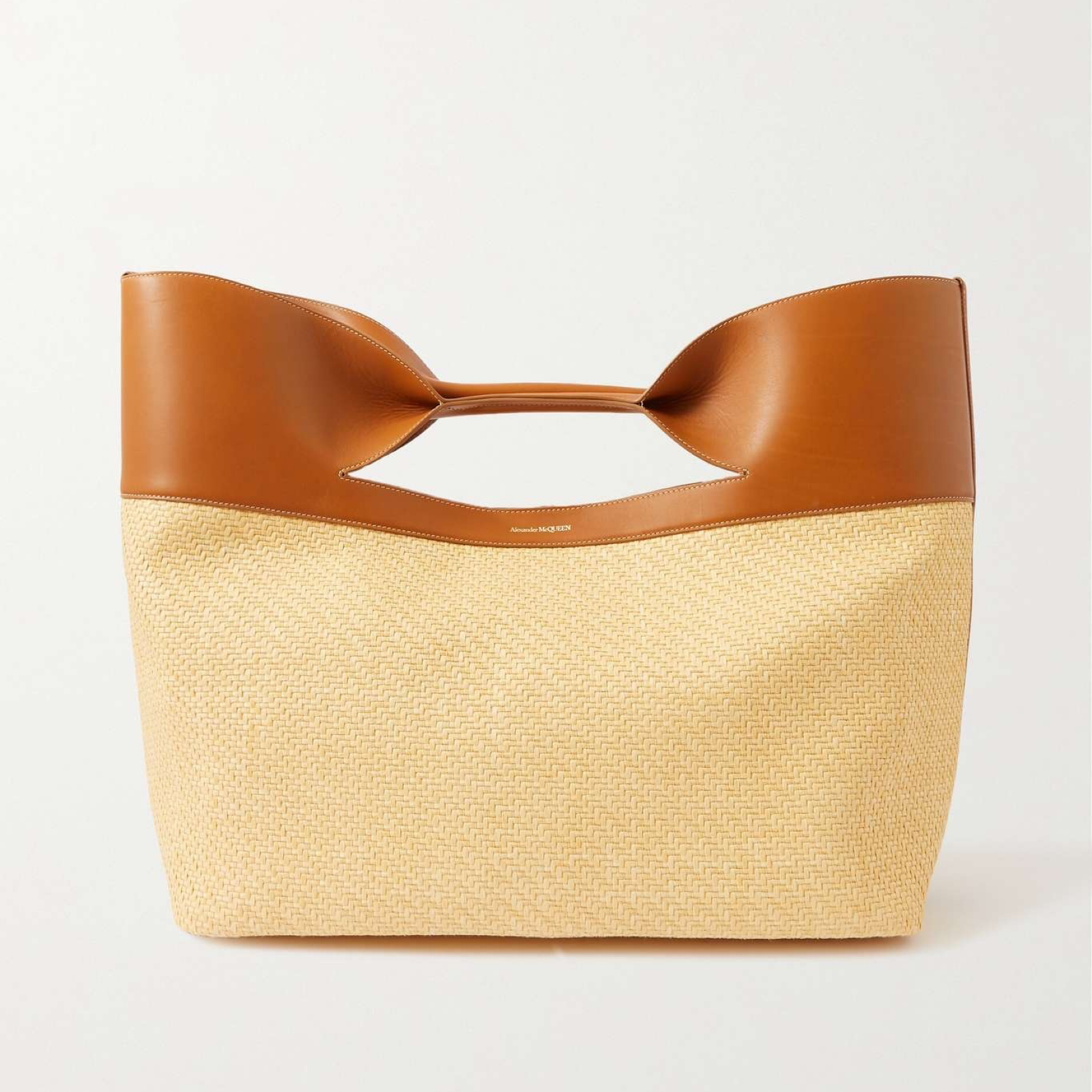 Дамска чанта Alexander McQueen The Bow Woven Tote Bag Front View