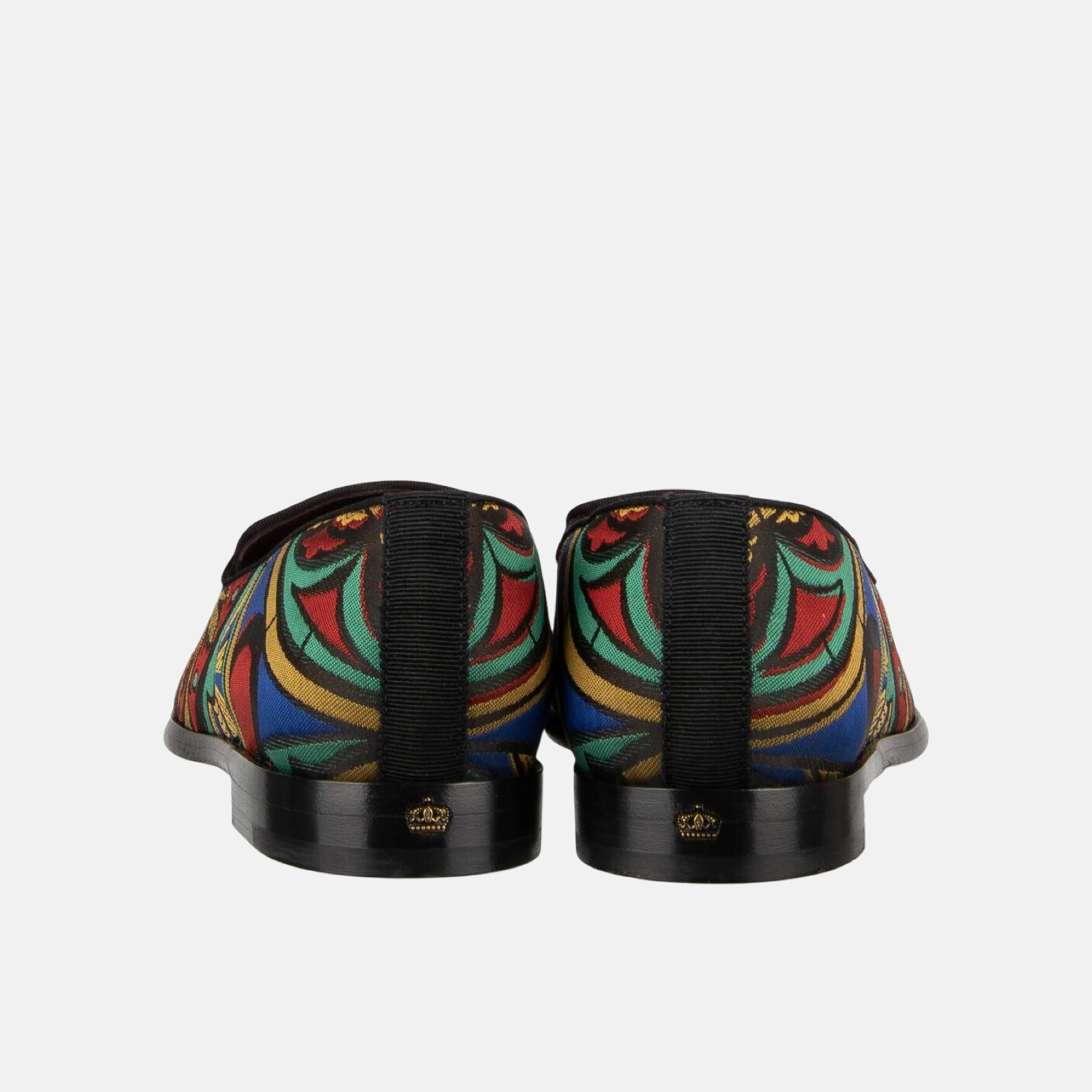 Dolce & Gabbana Crown Jacquard Men Loafers Heel View